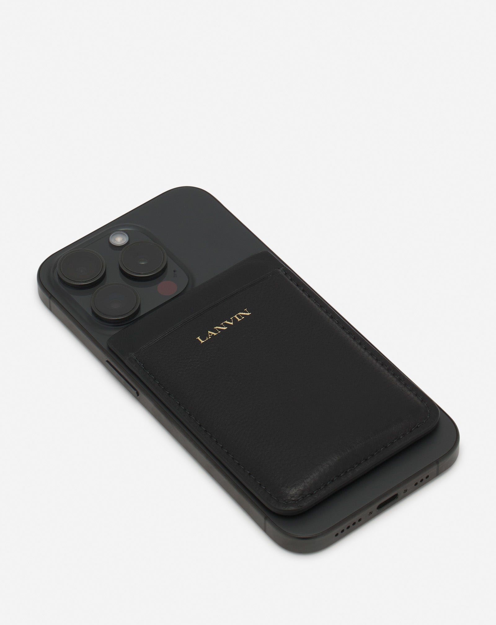 BLACK MAGNETIC LEATHER CARDHOLDER