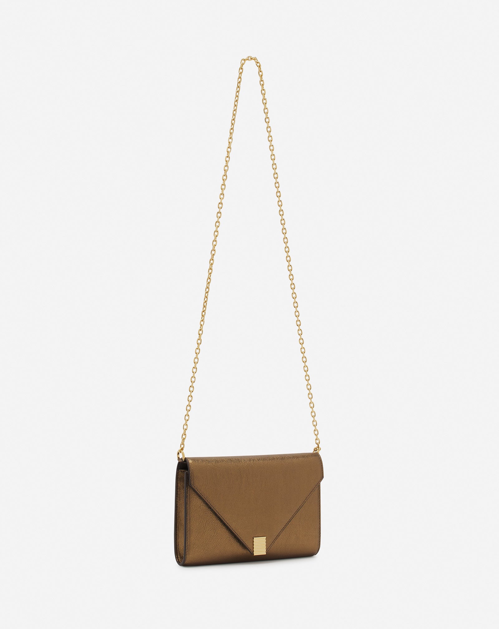 SILVER CONCERTO ARPÈGE WALLET BAG IN METALLIC GRAINED LEATHER