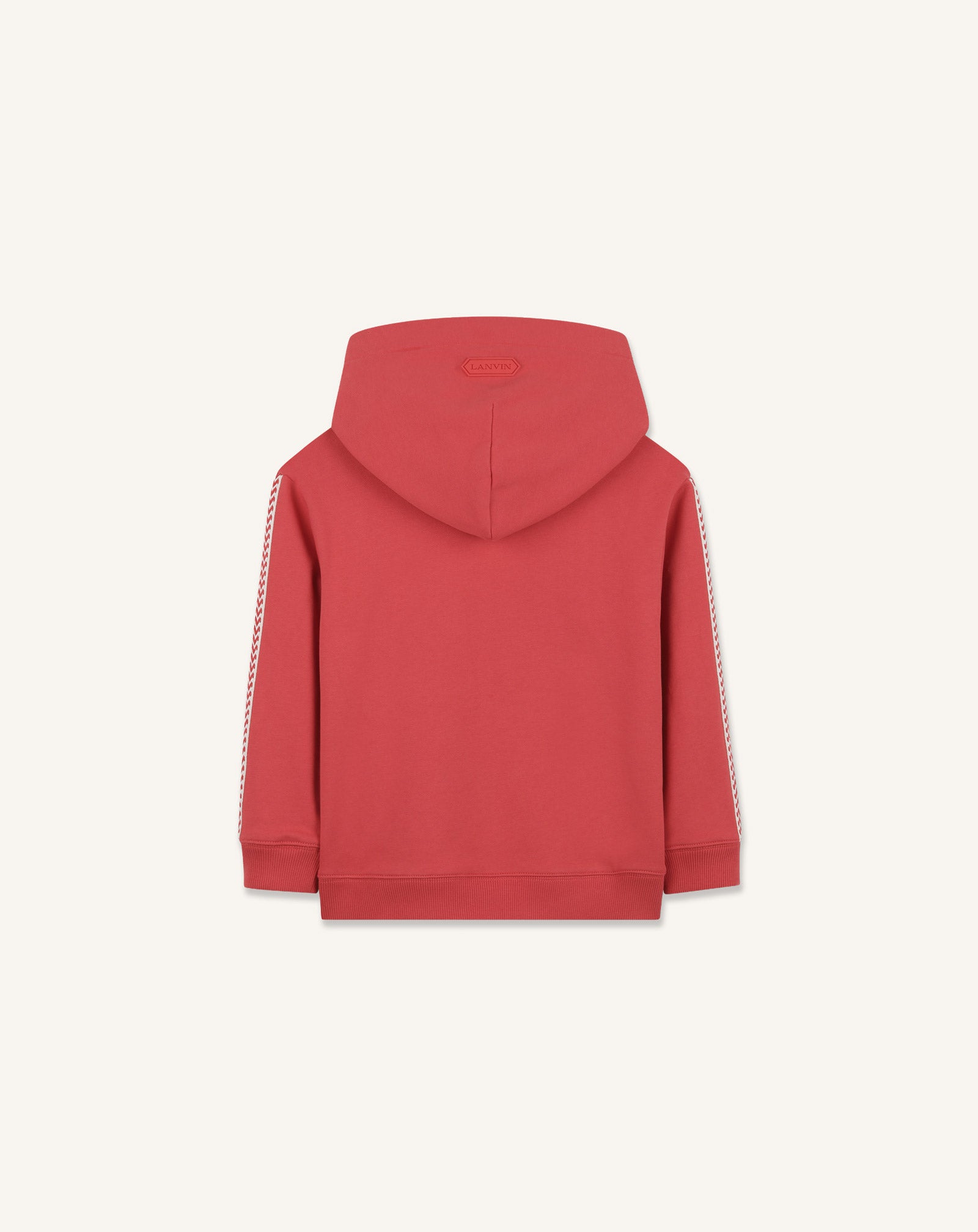 RED EMBROIDERED LANVIN CURB HOODIE IN COTTON