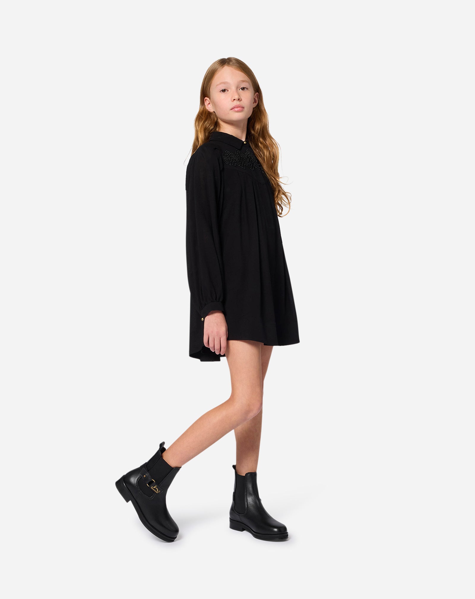 EMBROIDERED PRINT DRESS