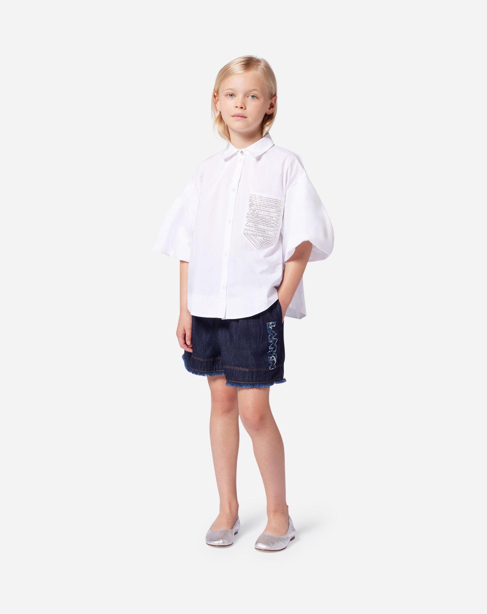 KIDS DENIM SHORTS WITH LOGO