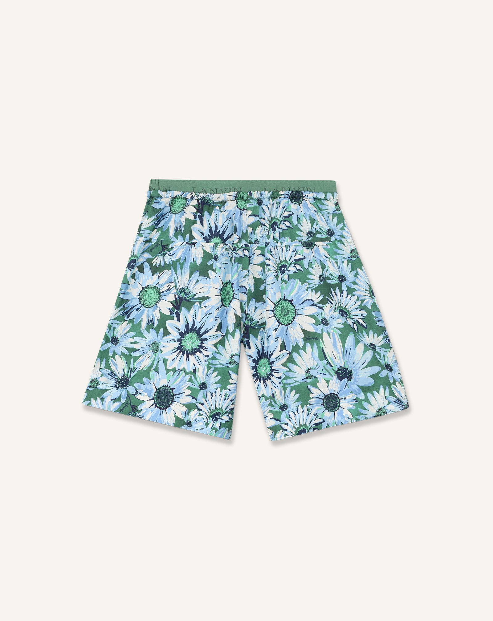 GREEN PRINTED BERMUDA SHORTS