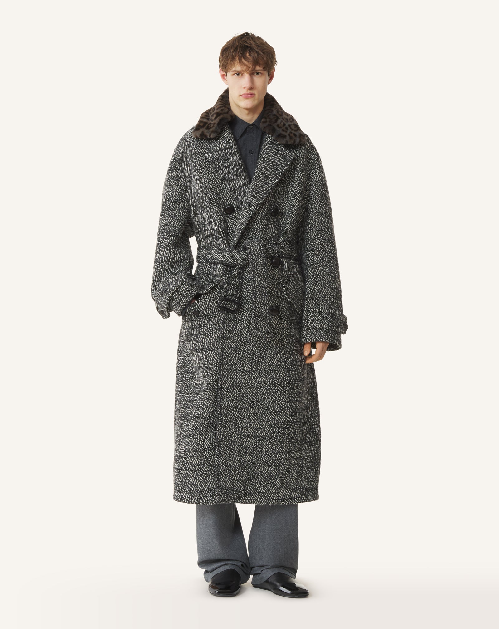 LOOSE-FIT TRENCH COAT IN TEXTURED WOOL