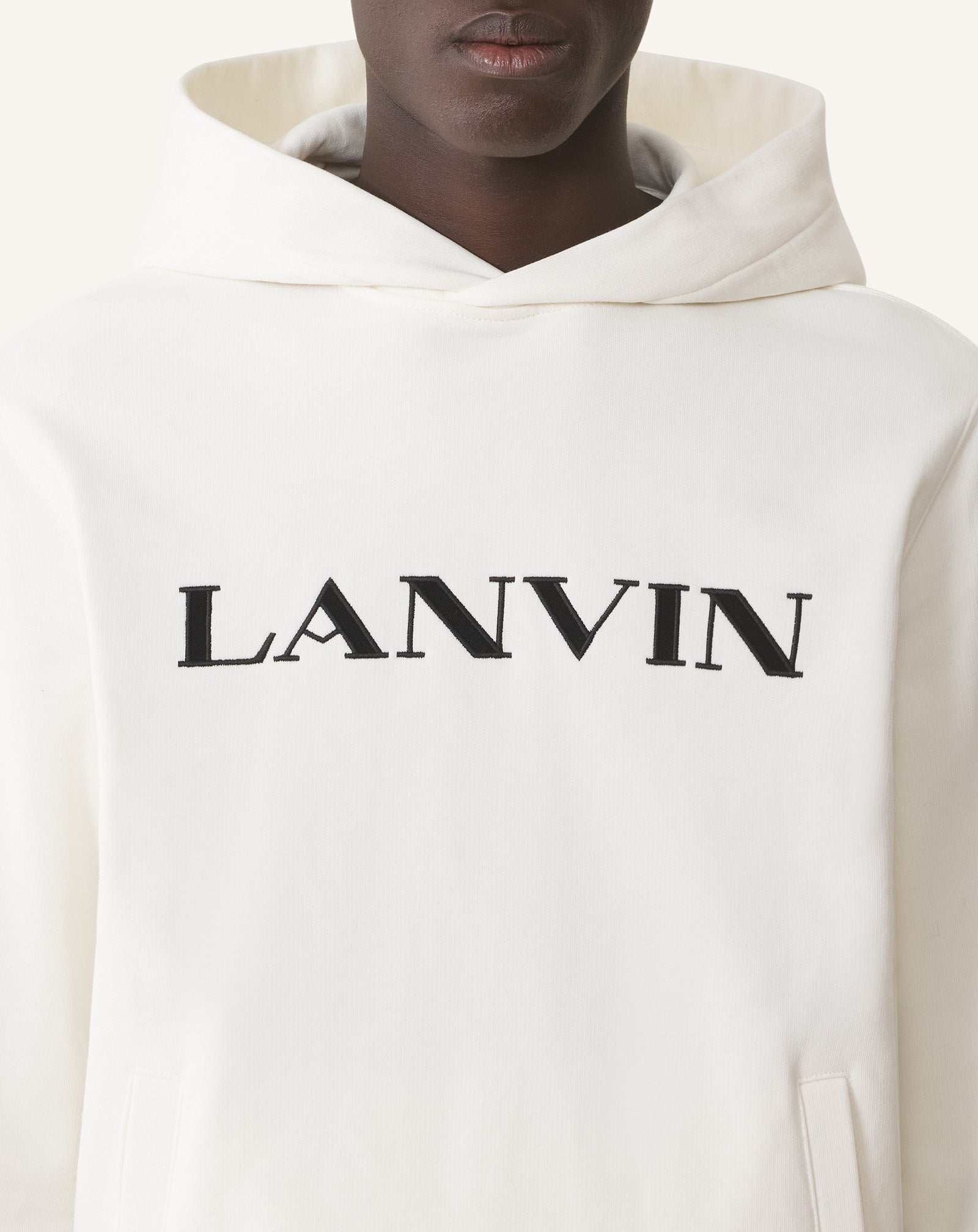 White Lanvin Embroidered Cotton Hoodie | Lanvin
