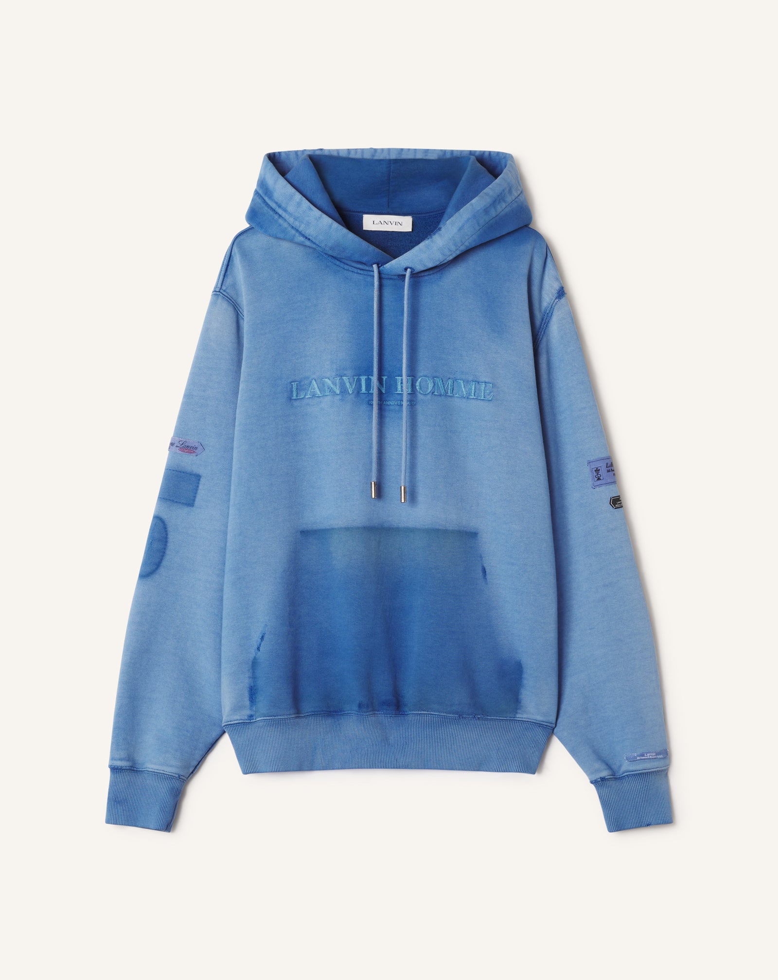 BLUE CENTENARY WORN EFFECT HOODIE