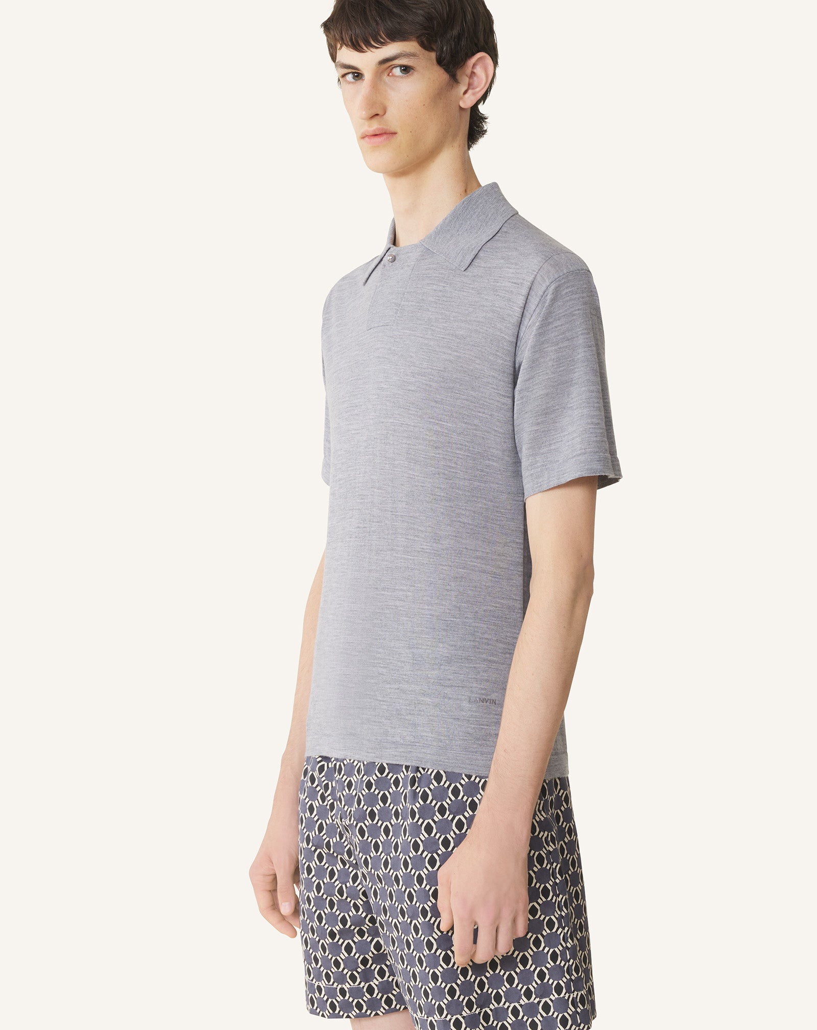 BLACK MERINO WOOL POLO SHIRT