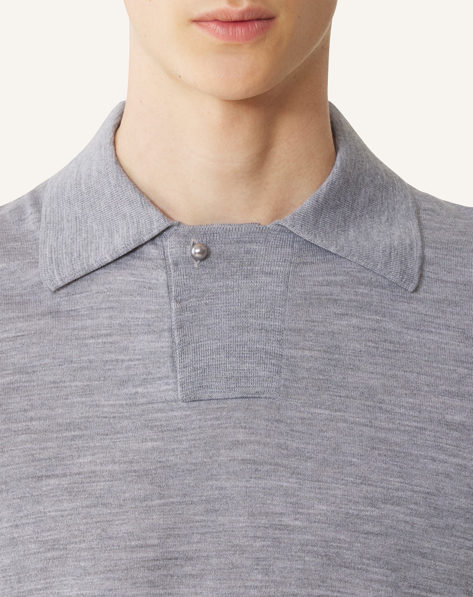 BLACK MERINO WOOL POLO SHIRT