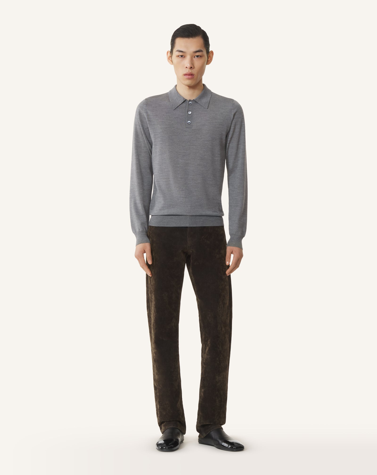 BLACK CLASSIC POLO SHIRT IN MERINO WOOL