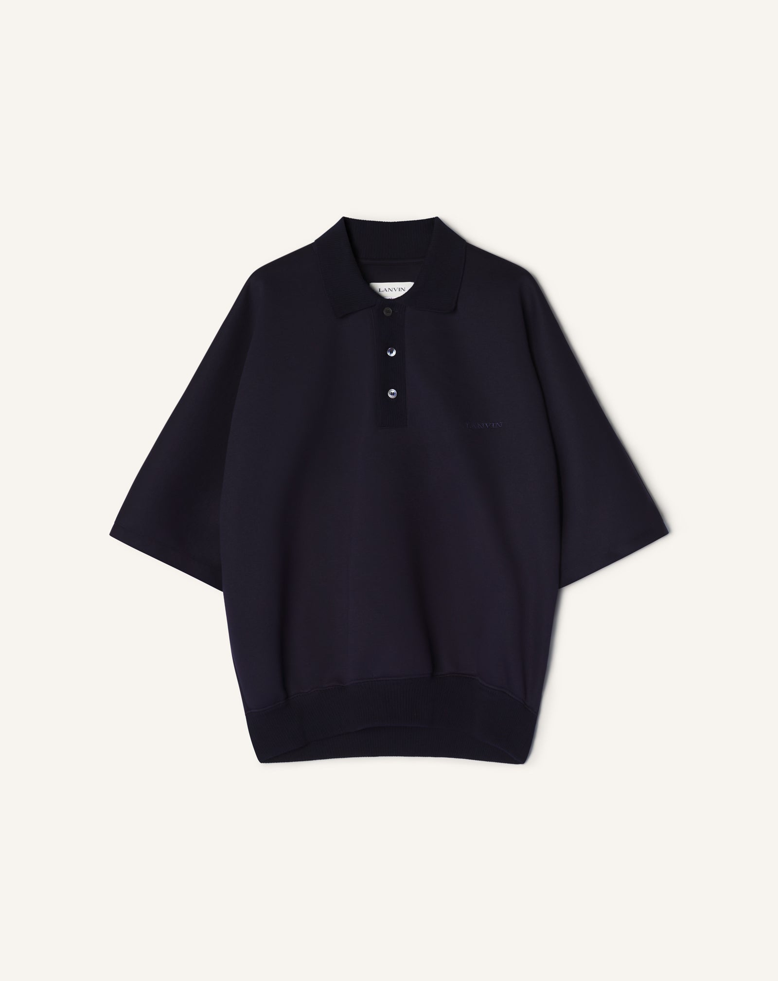 BLUE LOOSE-FIT DOUBLE-FACE JERSEY POLO SHIRT