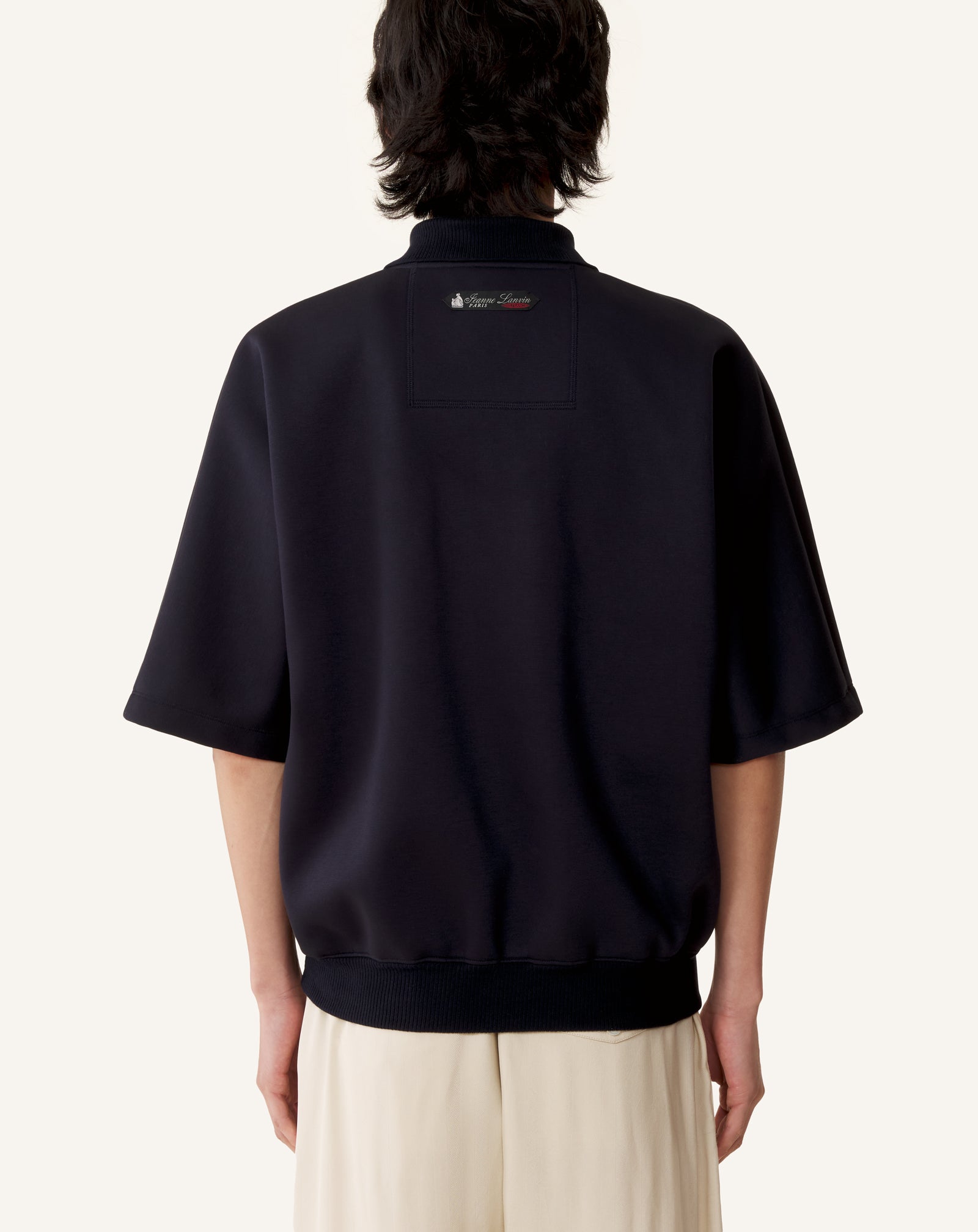 BLUE LOOSE-FIT DOUBLE-FACE JERSEY POLO SHIRT