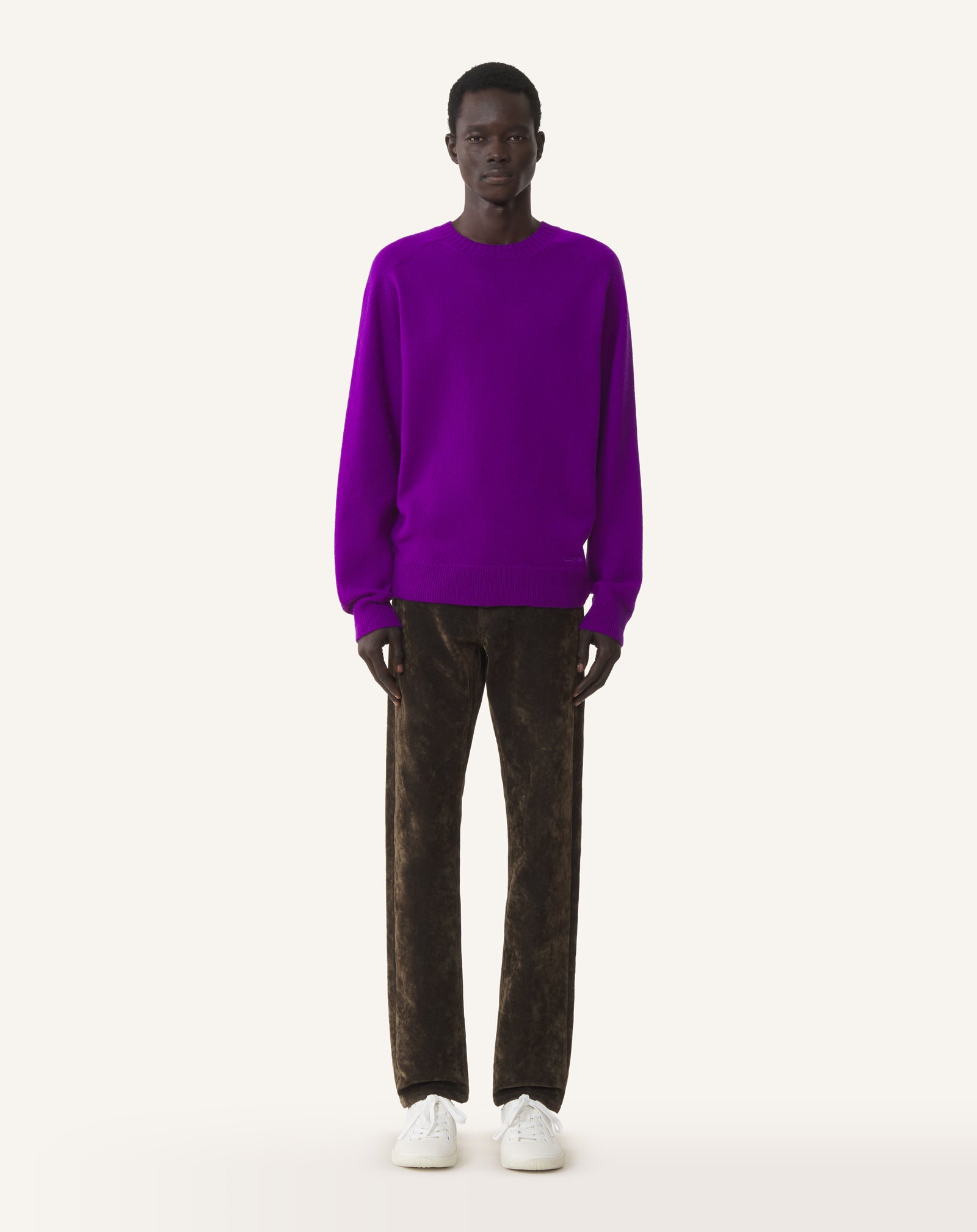 PURPLE STRAIGHT-CUT SWEATER IN CASHMERE