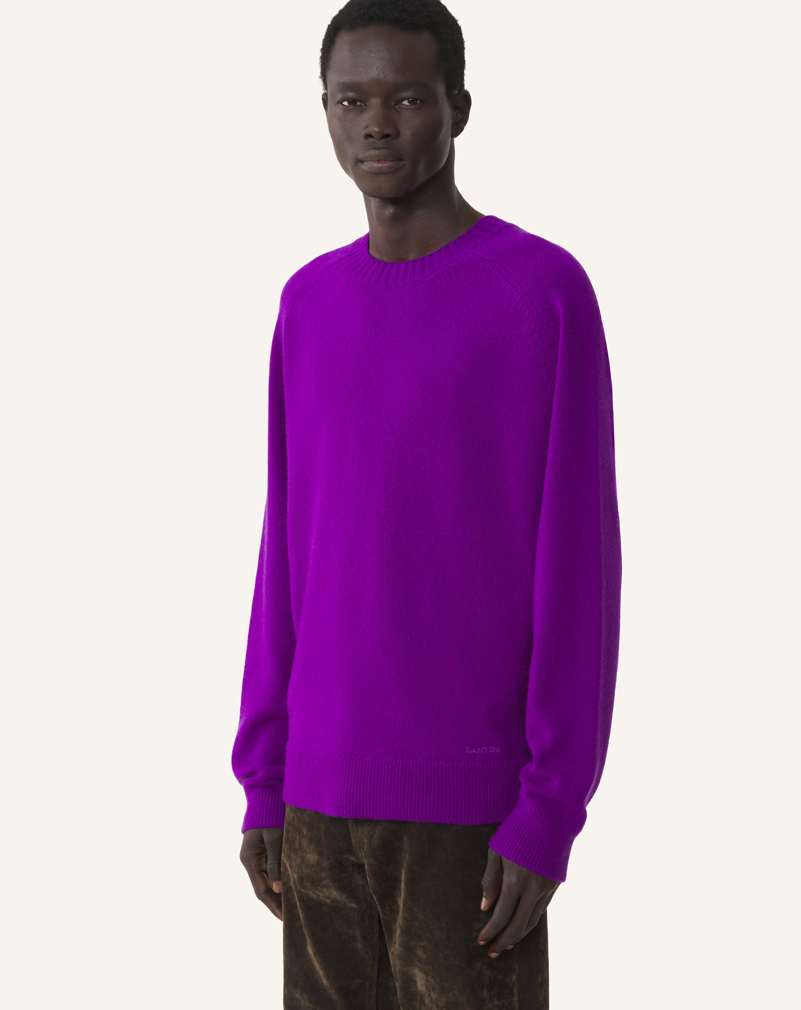 PURPLE STRAIGHT-CUT SWEATER IN CASHMERE
