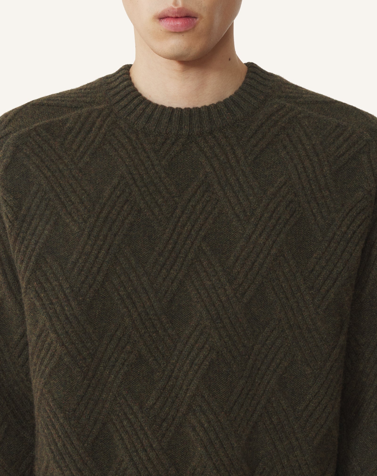 BLACK CABLE-KNIT WOOL SWEATER