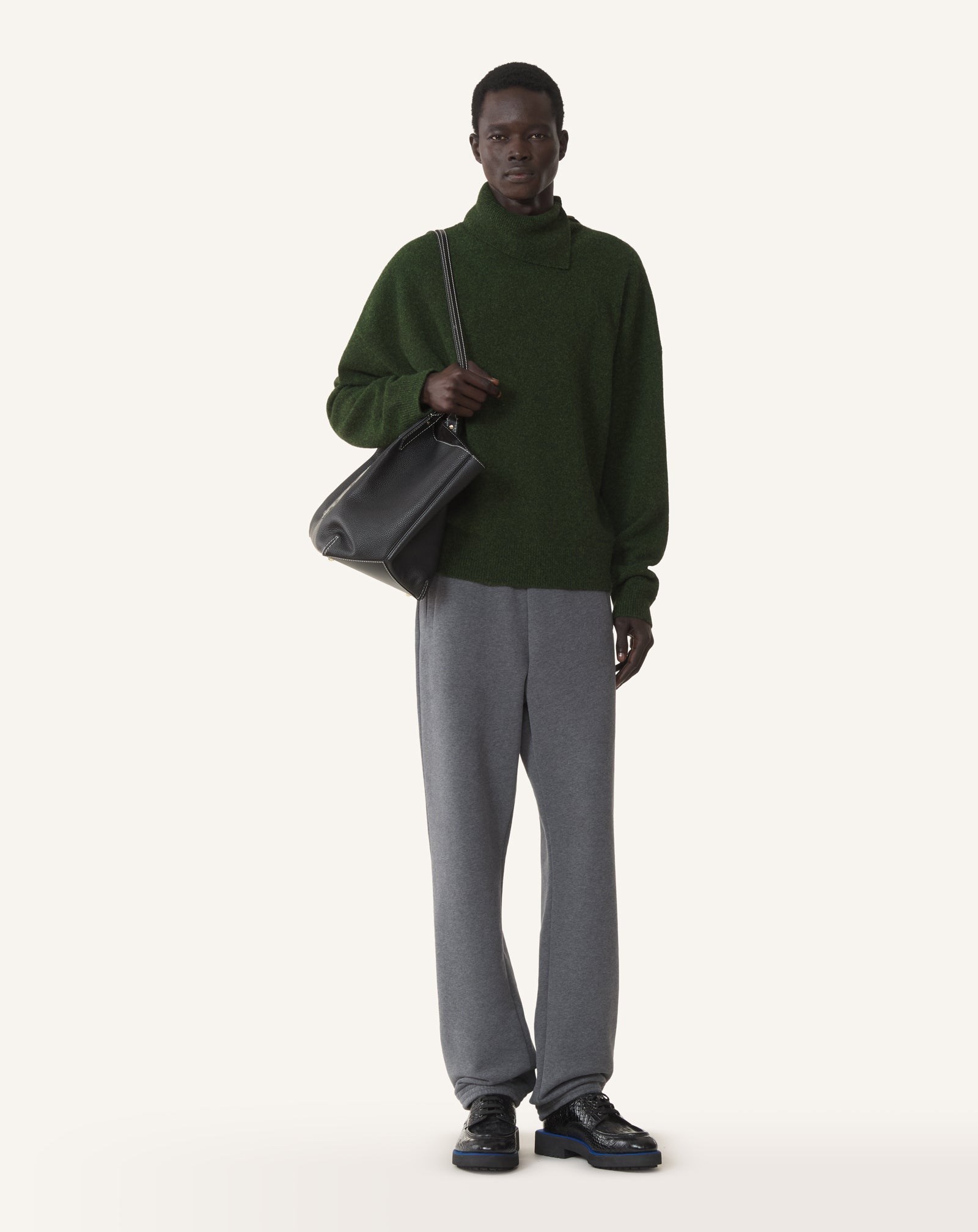 Green Button-neck Sweater In Cashmere | Lanvin