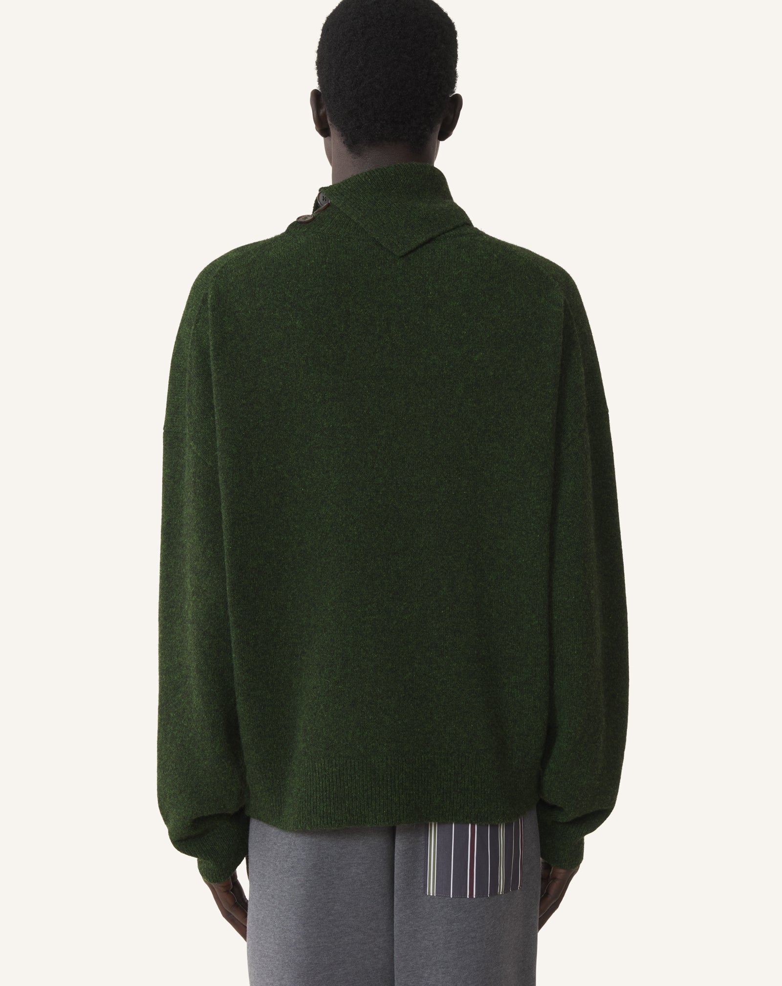 LANVIN カシミヤ100% ジップ ニット セーター M Green Button-neck Sweater In Cashmere | Lanvin