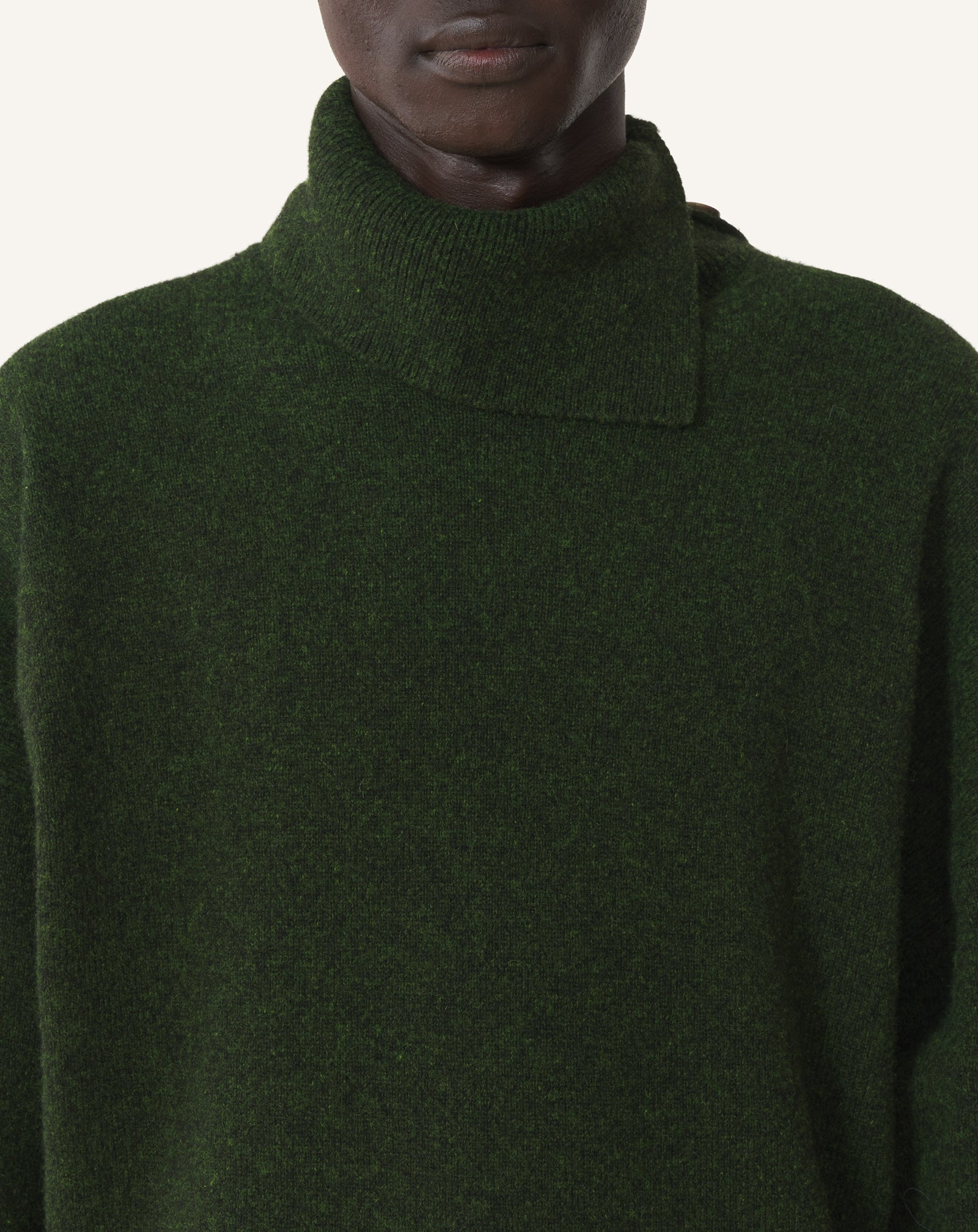Green Button-neck Sweater In Cashmere | Lanvin