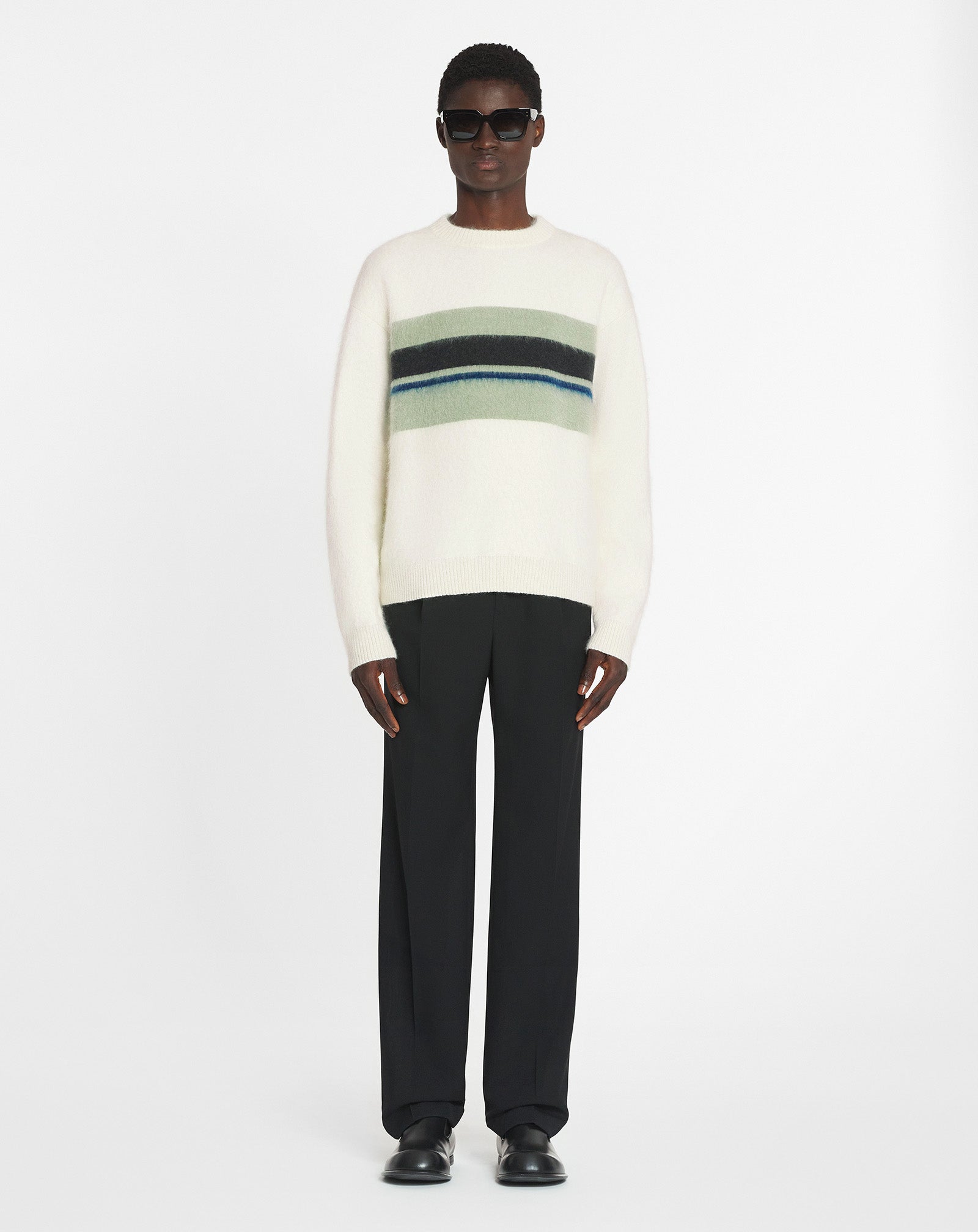 STRIPED BRUSHED MOTHERHAIR SWEATER