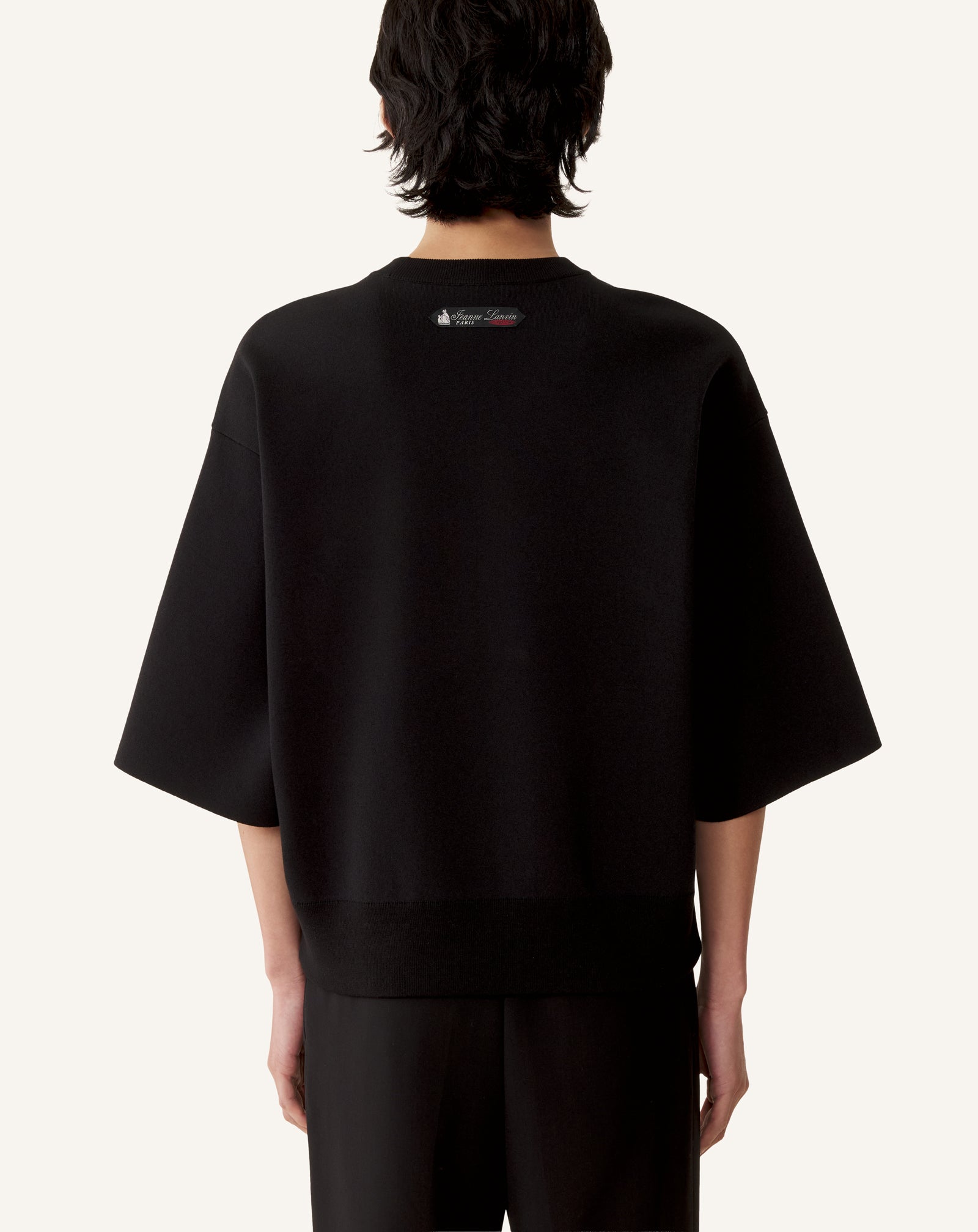 GREY LOOSE-FIT T-SHIRT IN SILK AND COTTON JACQUARD