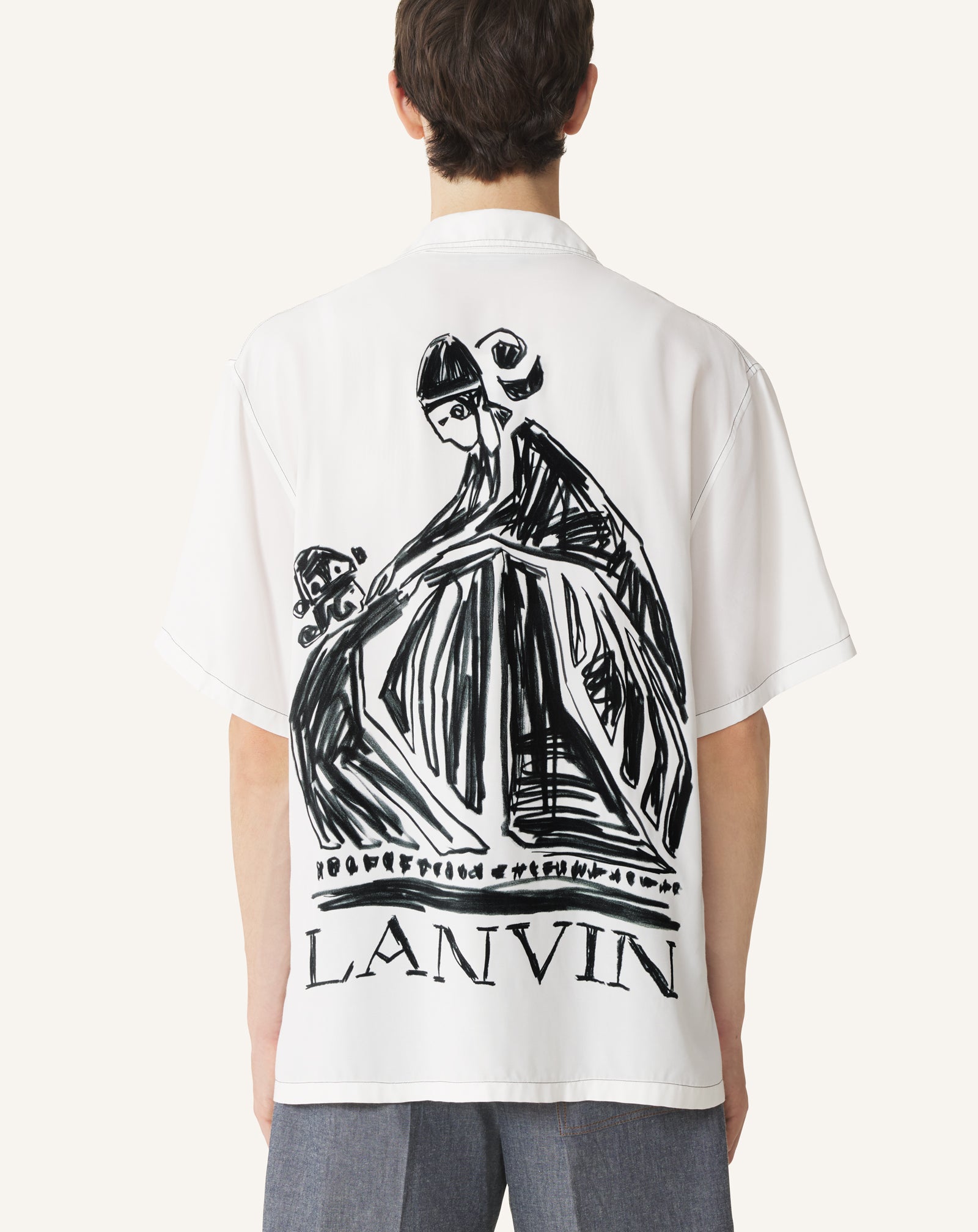 White Shirt With Mother And Child Print On The Back | Lanvin