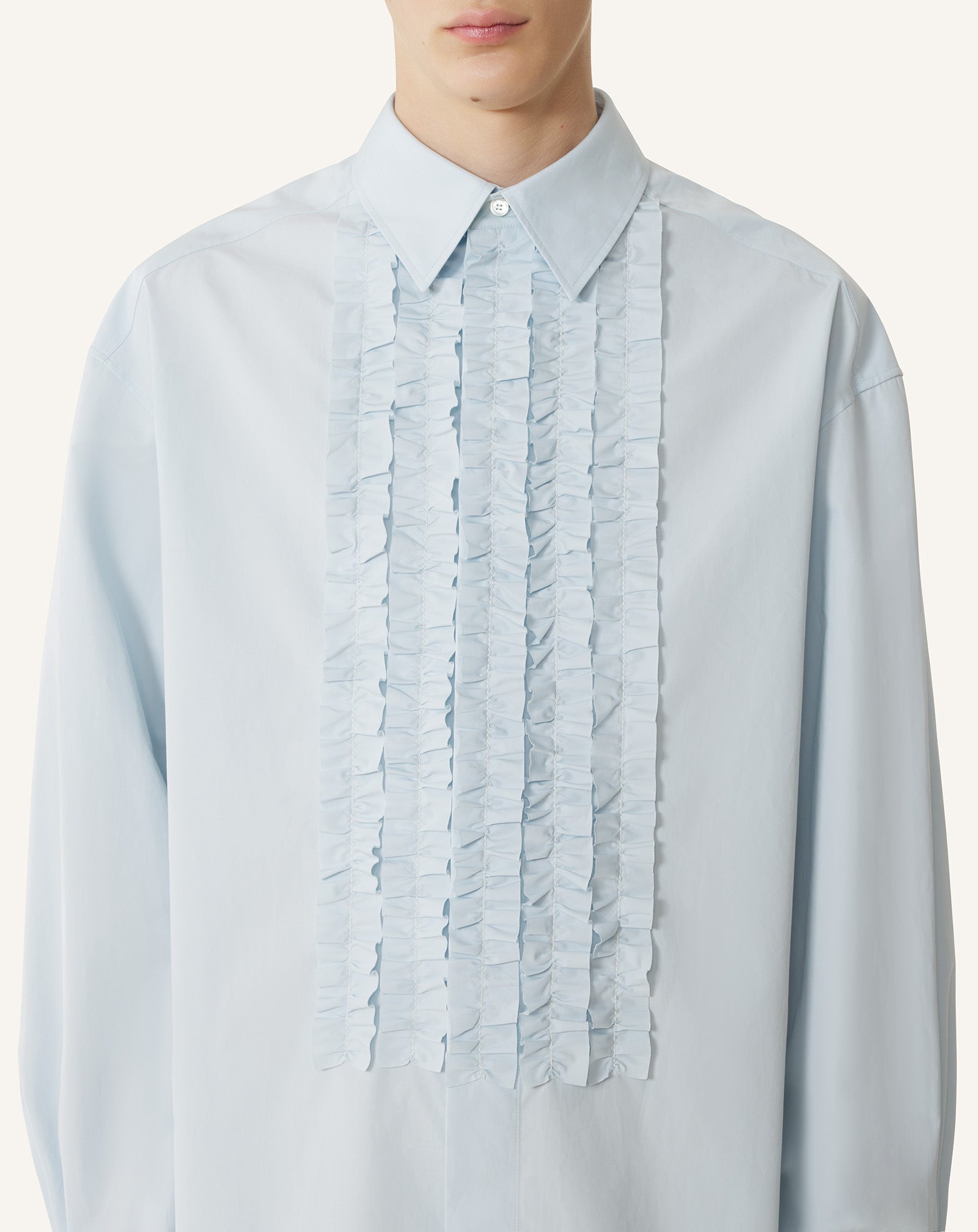 BLUE COTTON POPLIN BIB FRONT SHIRT