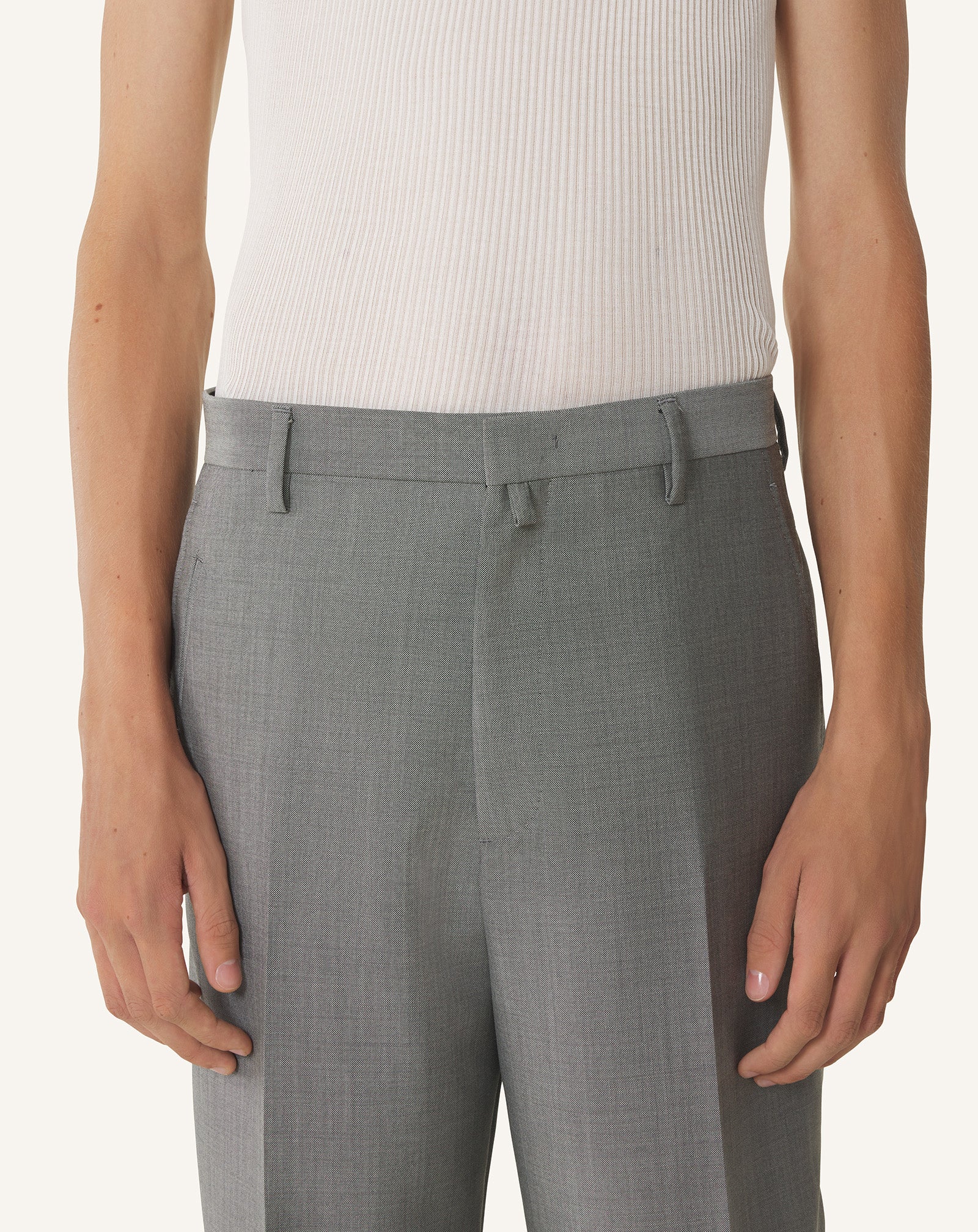 BLACK STRAIGHT-LEG MOHAIR WOOL PANTS