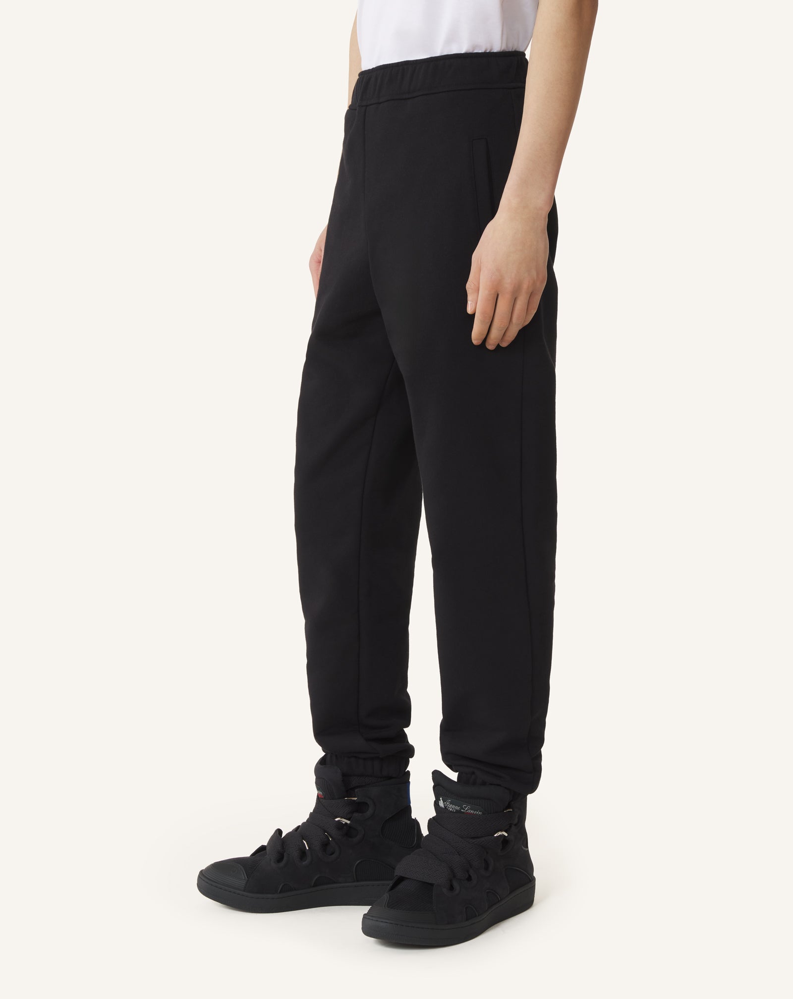 BLACK LANVIN RIBBON JOGGING PANTS IN COTTON