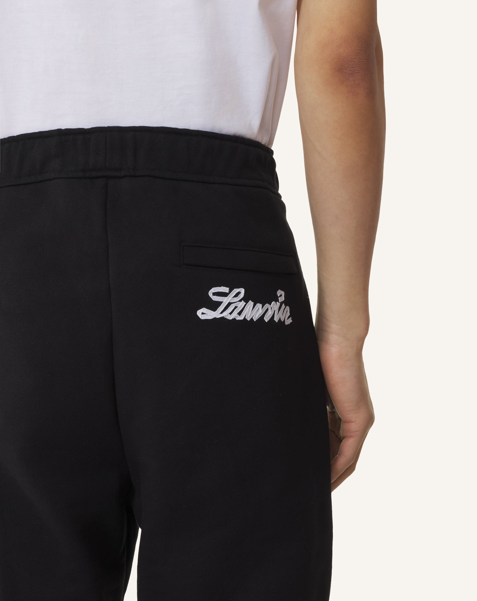 BLACK LANVIN RIBBON JOGGING PANTS IN COTTON