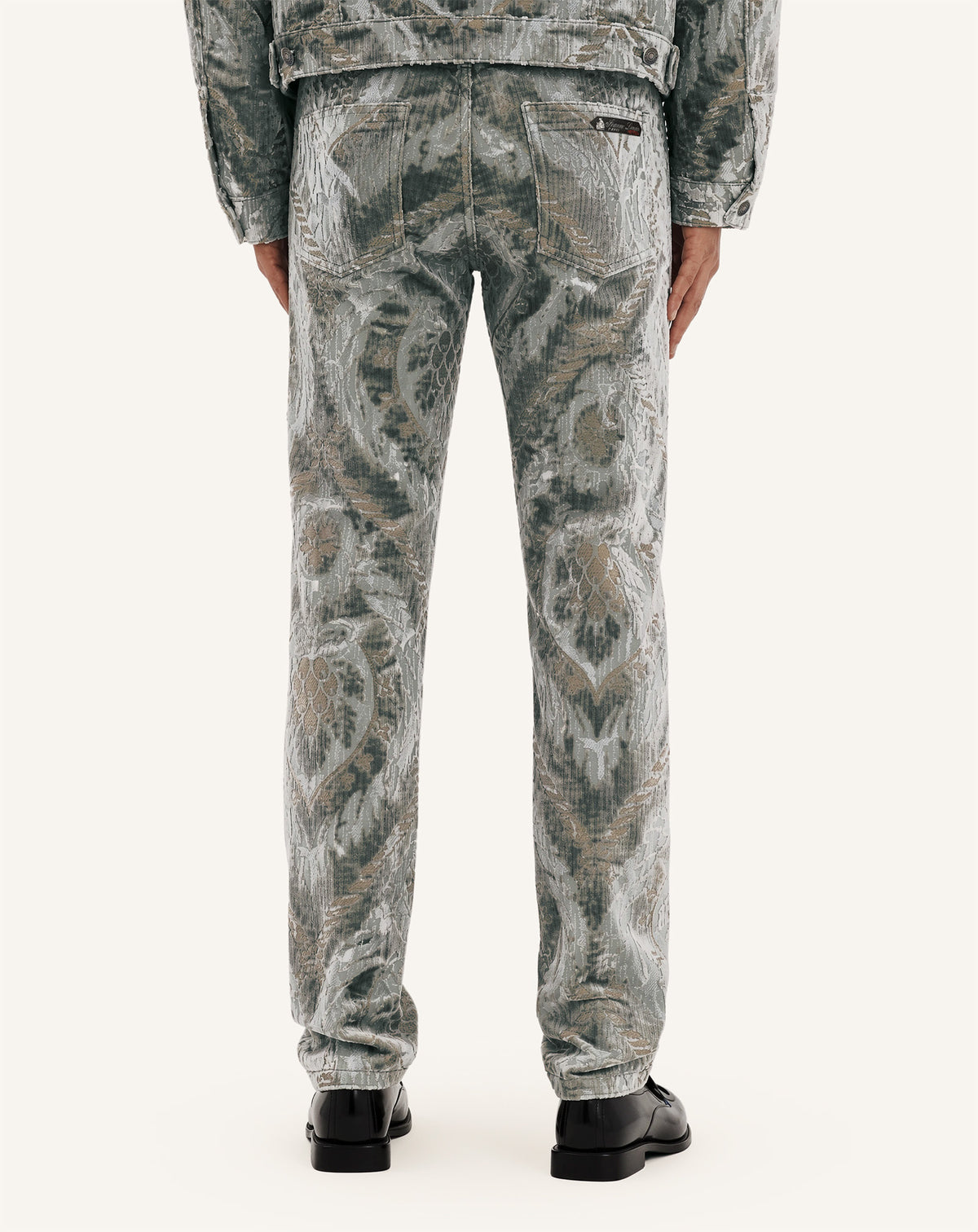 GREY BEVILACQUA STRAIGHT-LEG TROUSERS IN PIGNA PATTERN