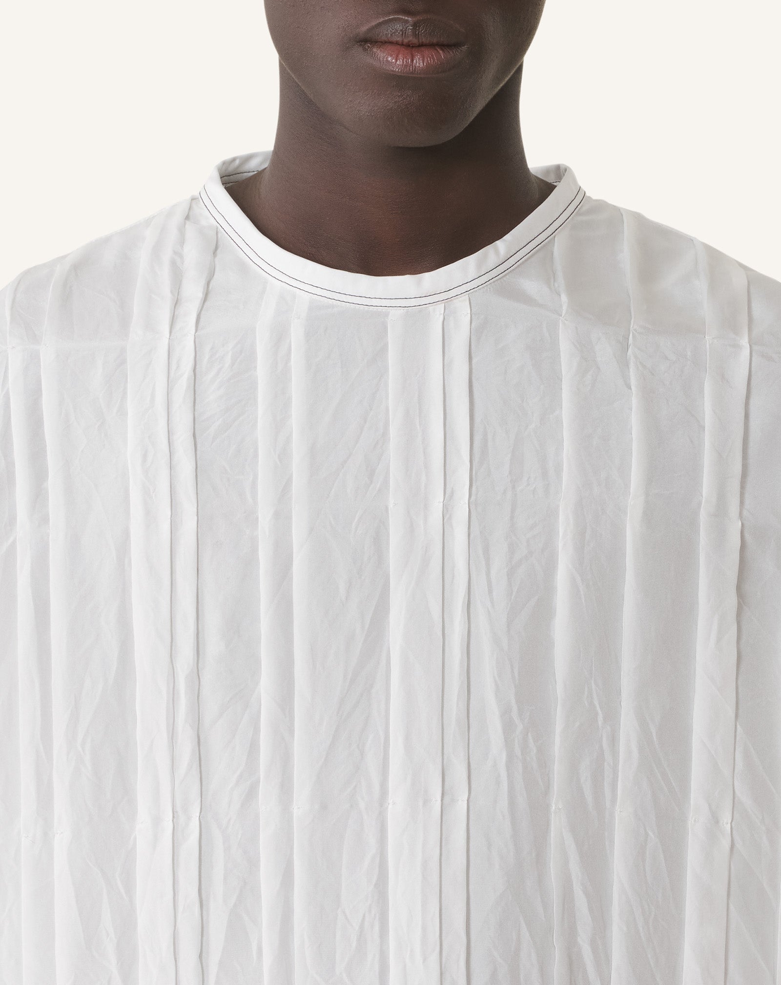 White Pleated Silk Top | Lanvin