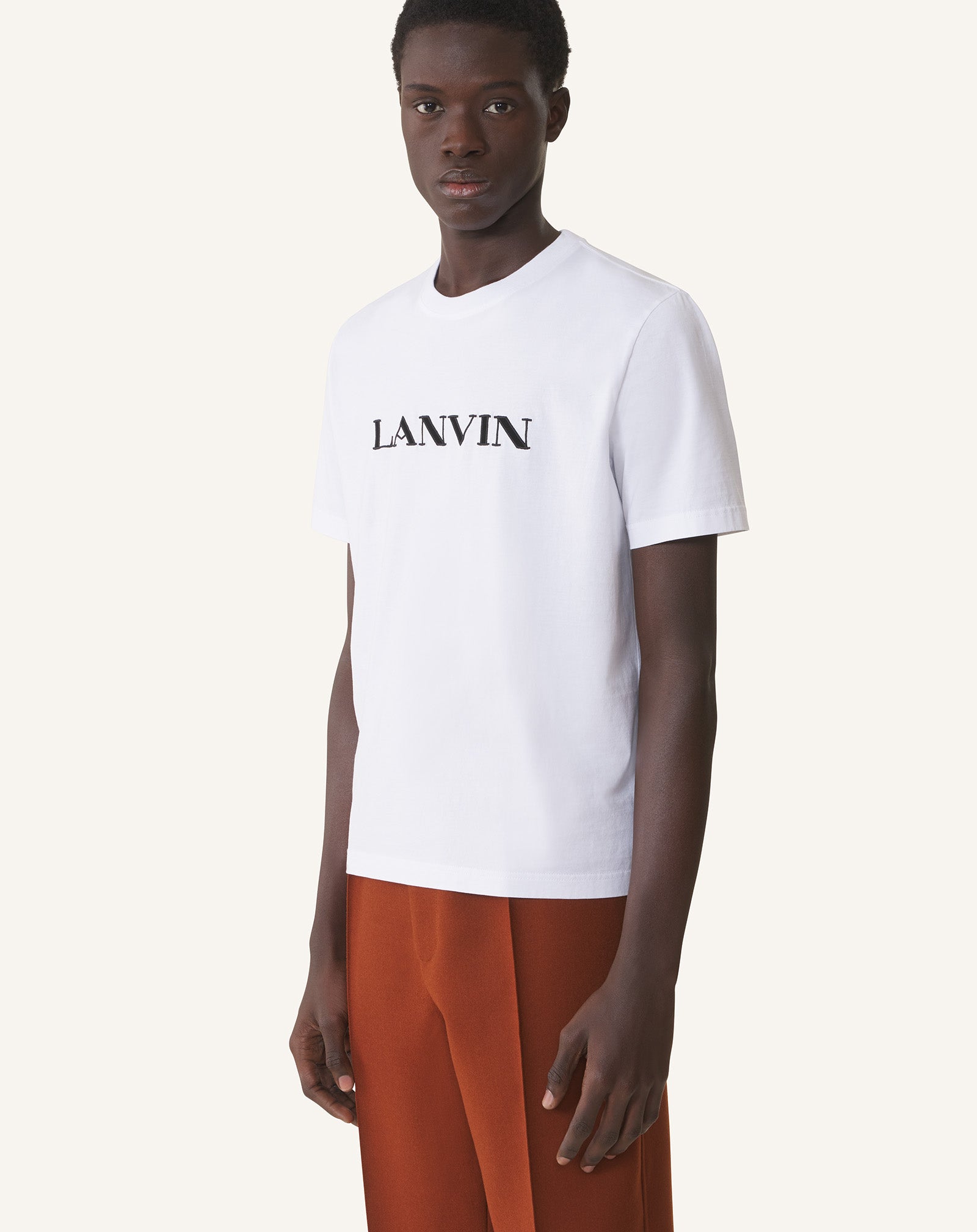 White Lanvin Embroidered Cotton T-shirt | Lanvin