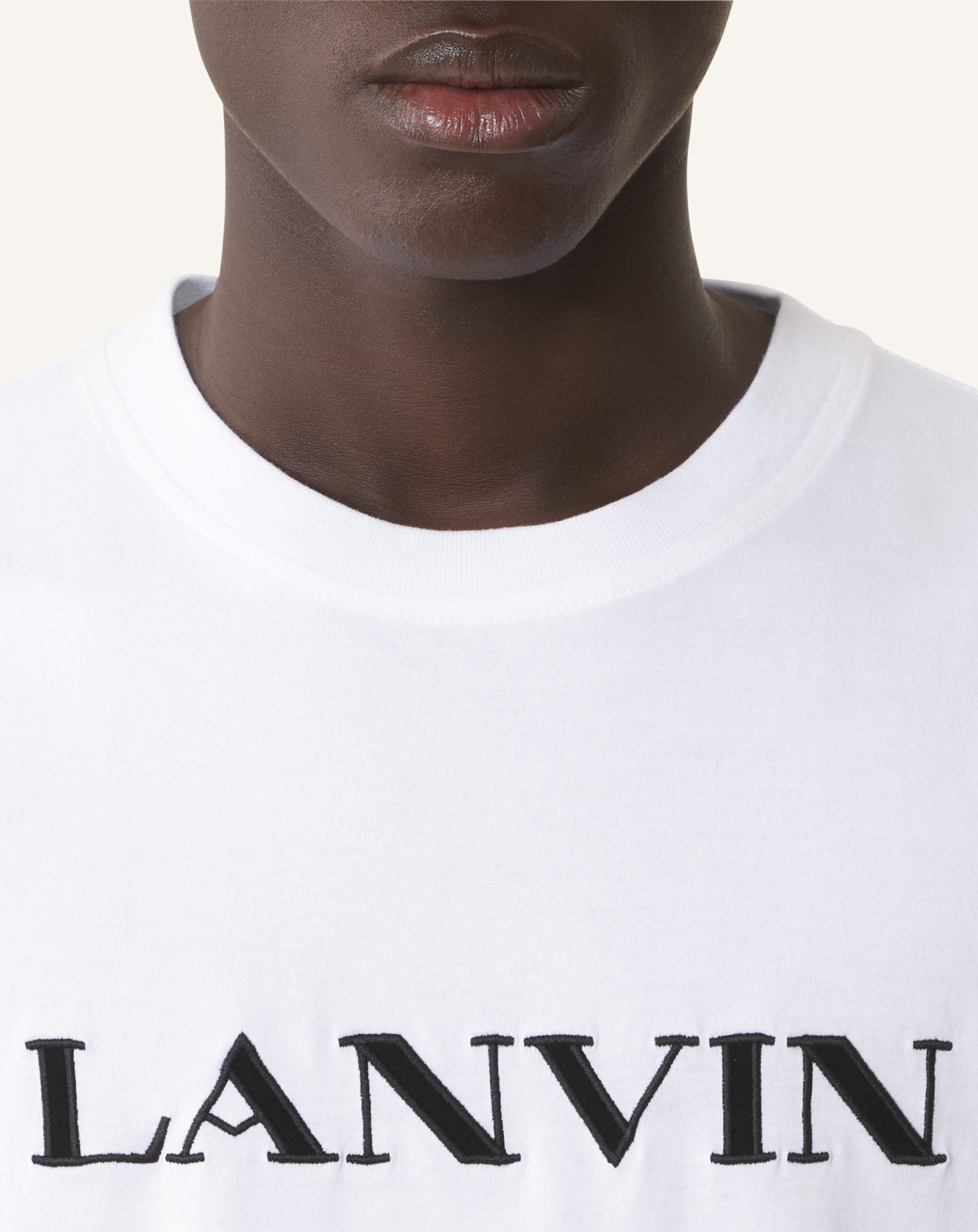 White Lanvin Embroidered Cotton T-shirt | Lanvin