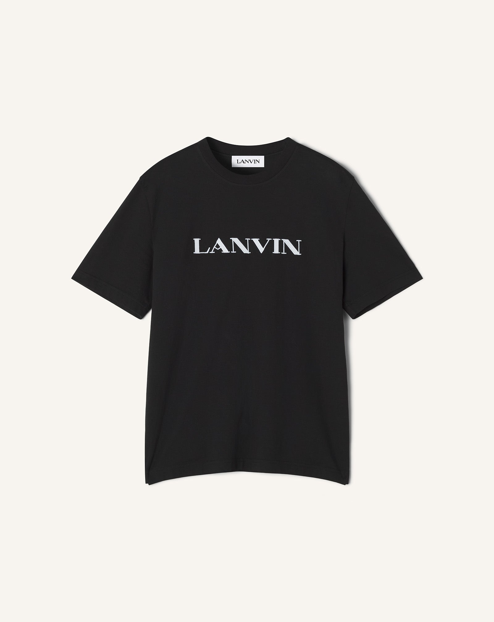 BLACK LANVIN EMBROIDERED COTTON T-SHIRT