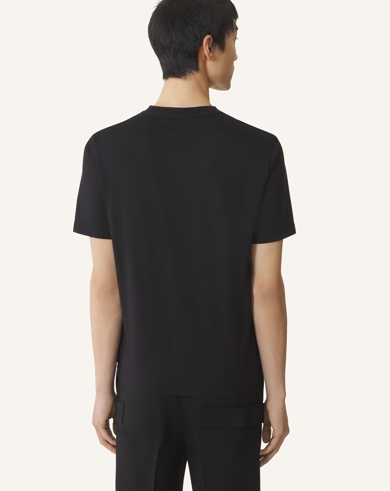 BLACK LANVIN EMBROIDERED COTTON T-SHIRT