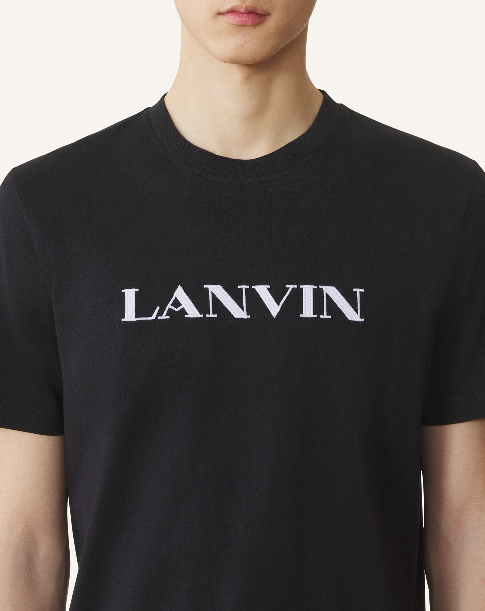 BLACK LANVIN EMBROIDERED COTTON T-SHIRT