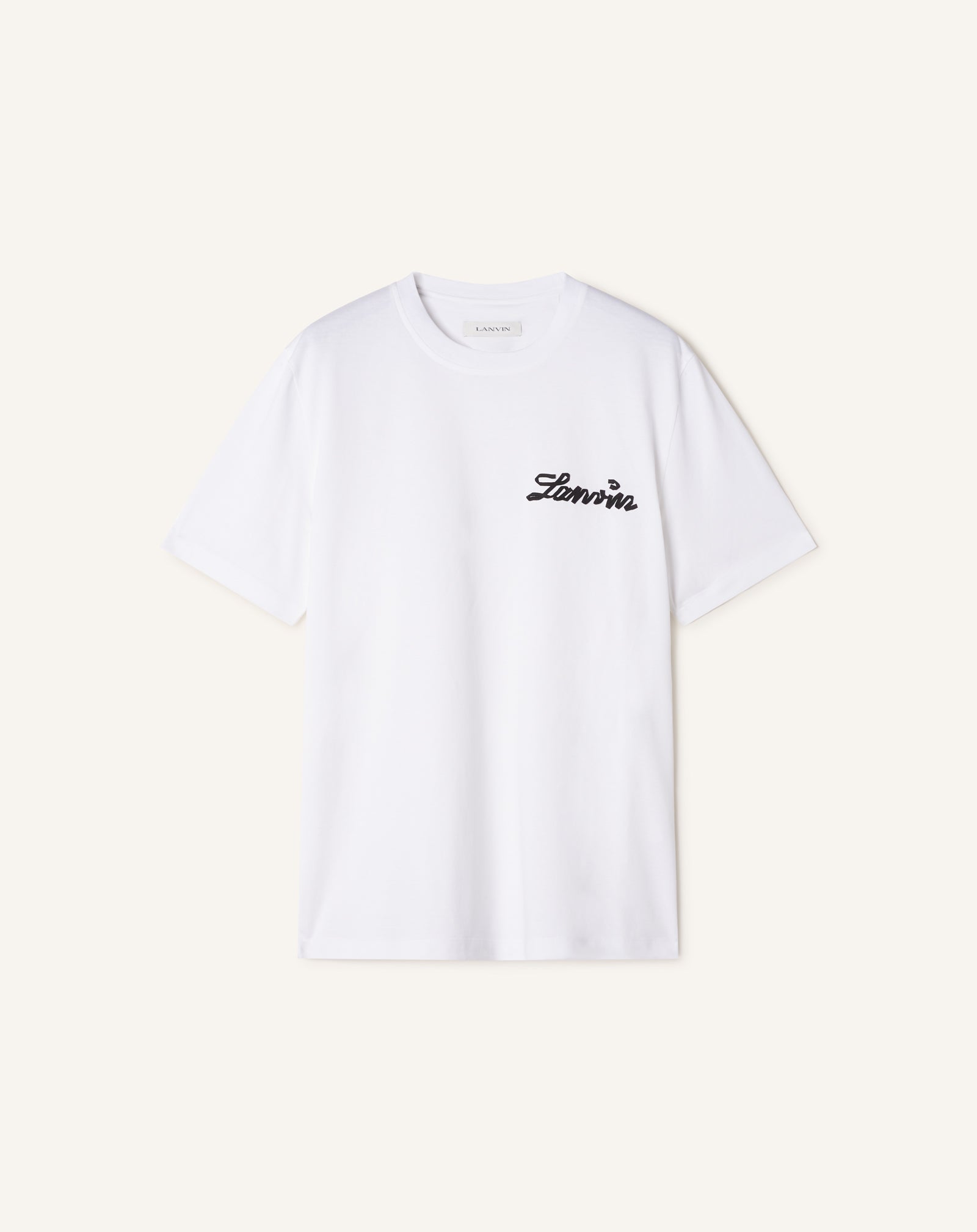 WHITE LANVIN SMALL RIBBON COTTON T-SHIRT