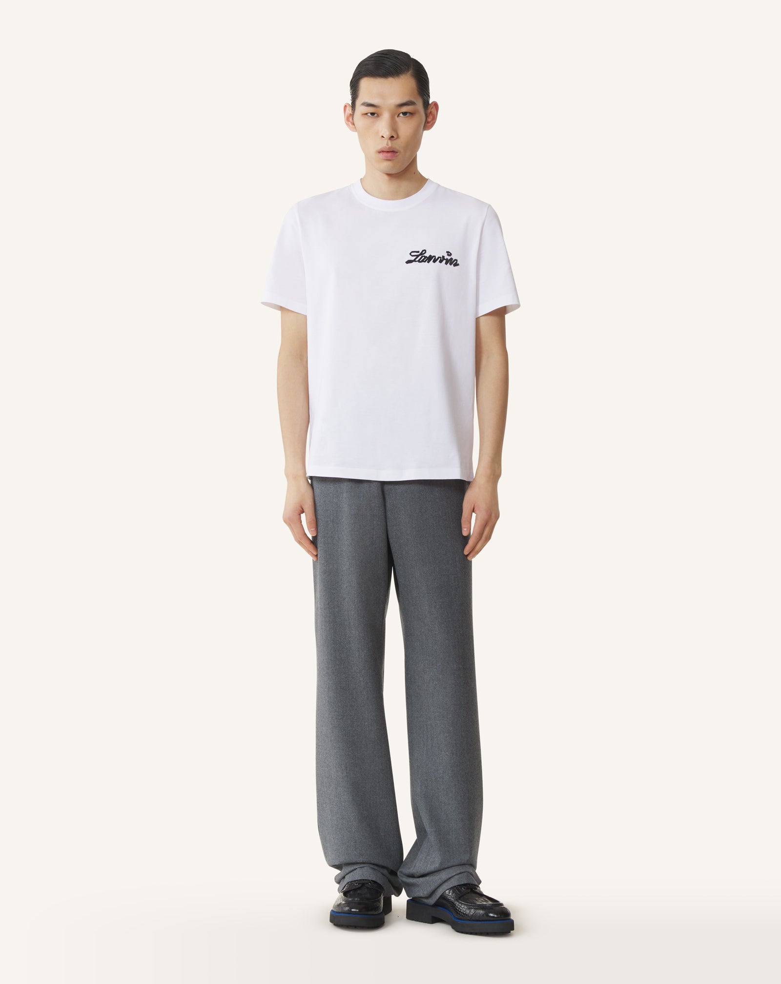 WHITE LANVIN SMALL RIBBON COTTON T-SHIRT