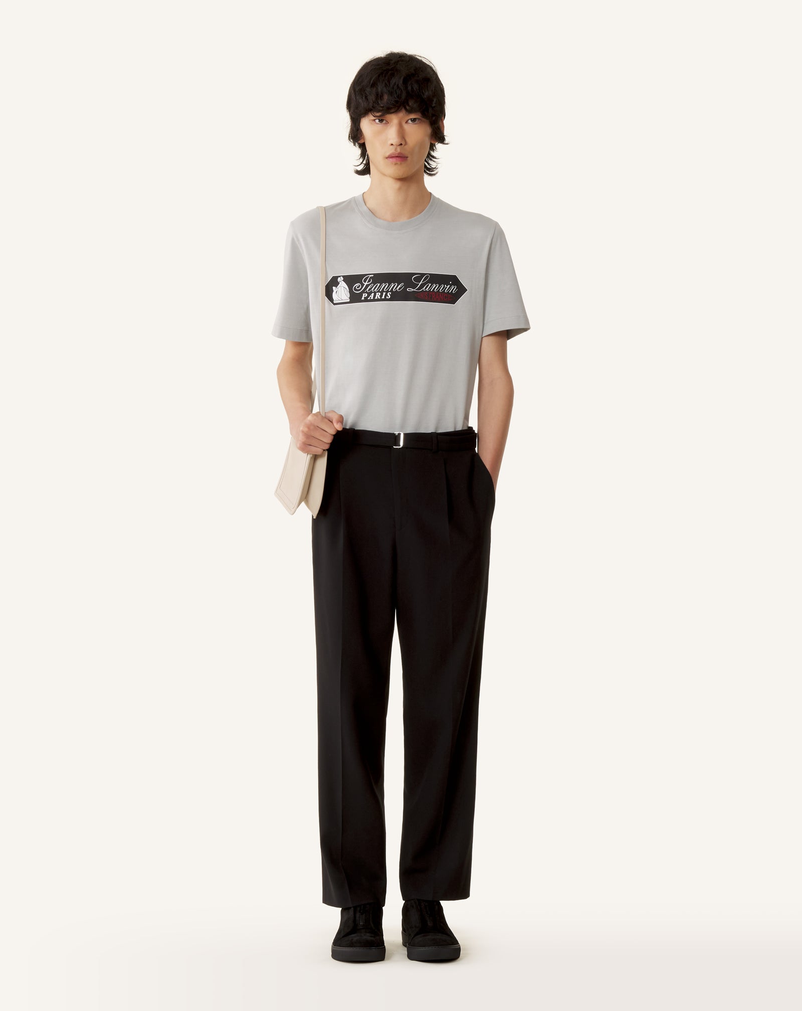 GREY PRINTED LANVIN SIGNATURE LABEL T-SHIRT