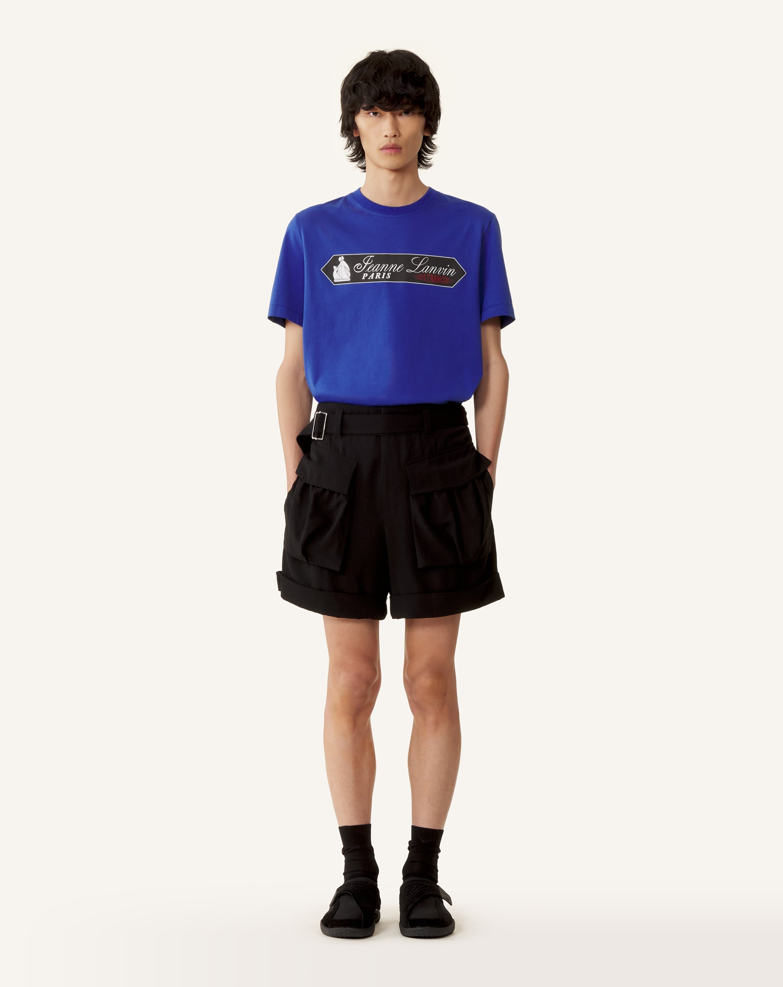 BLUE PRINTED LANVIN SIGNATURE LABEL T-SHIRT
