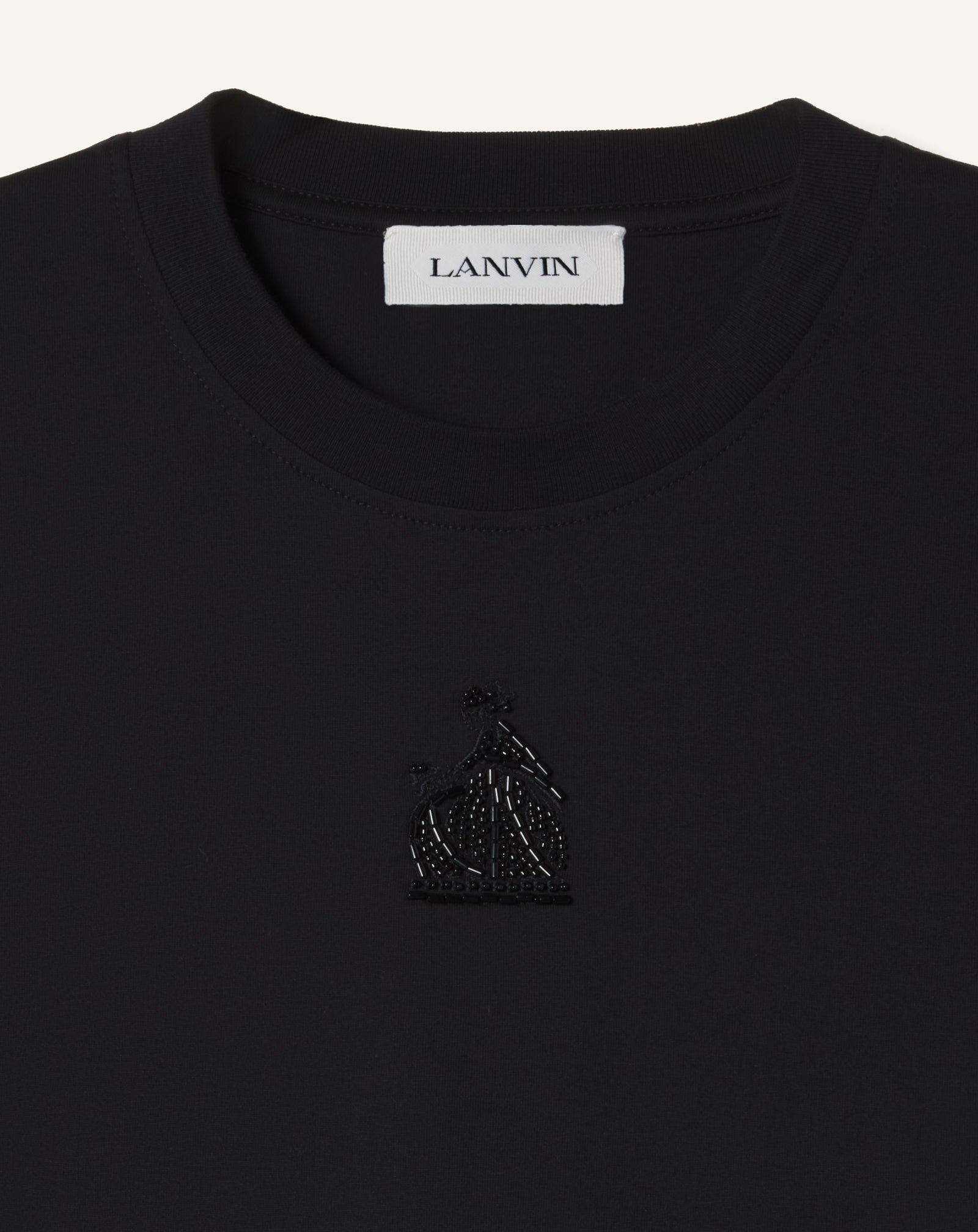 BLACK MOTHER AND CHILD EMBROIDERED COTTON JERSEY T-SHIRT