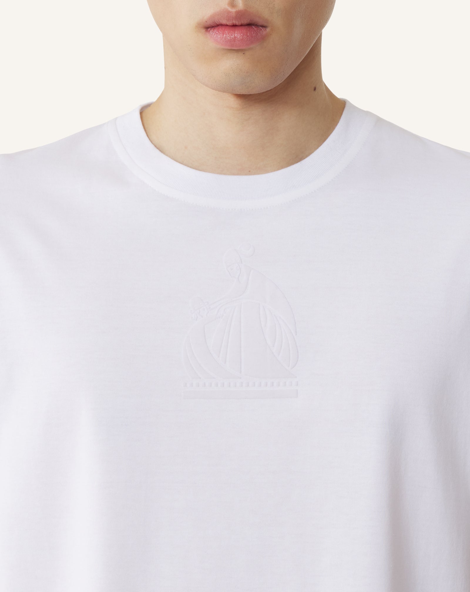 WHITE MOTHER AND CHILD FLOCKED COTTON T-SHIRT