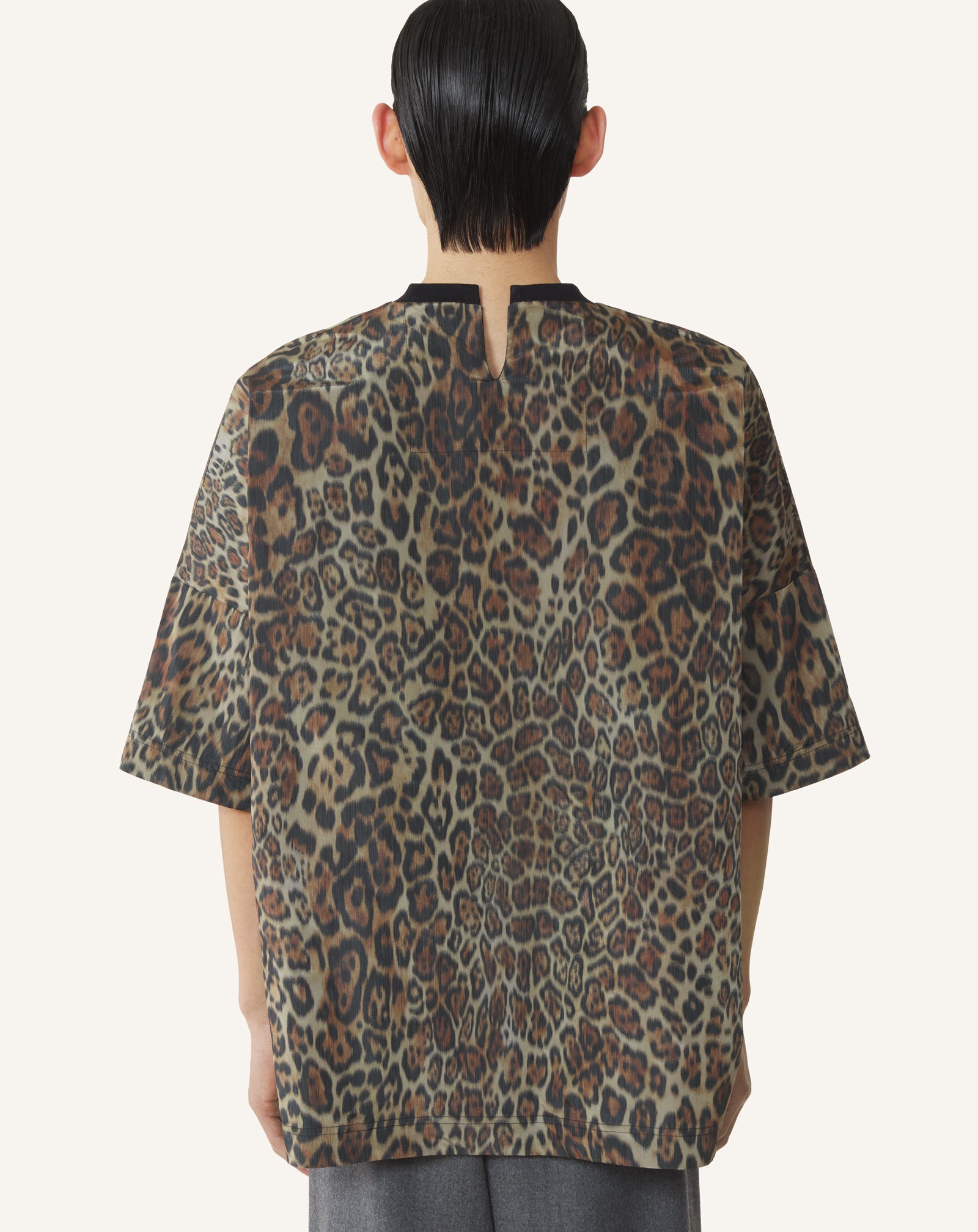BLACK REVERSIBLE PRINTED T-SHIRT IN COTTON AND TAFFETA