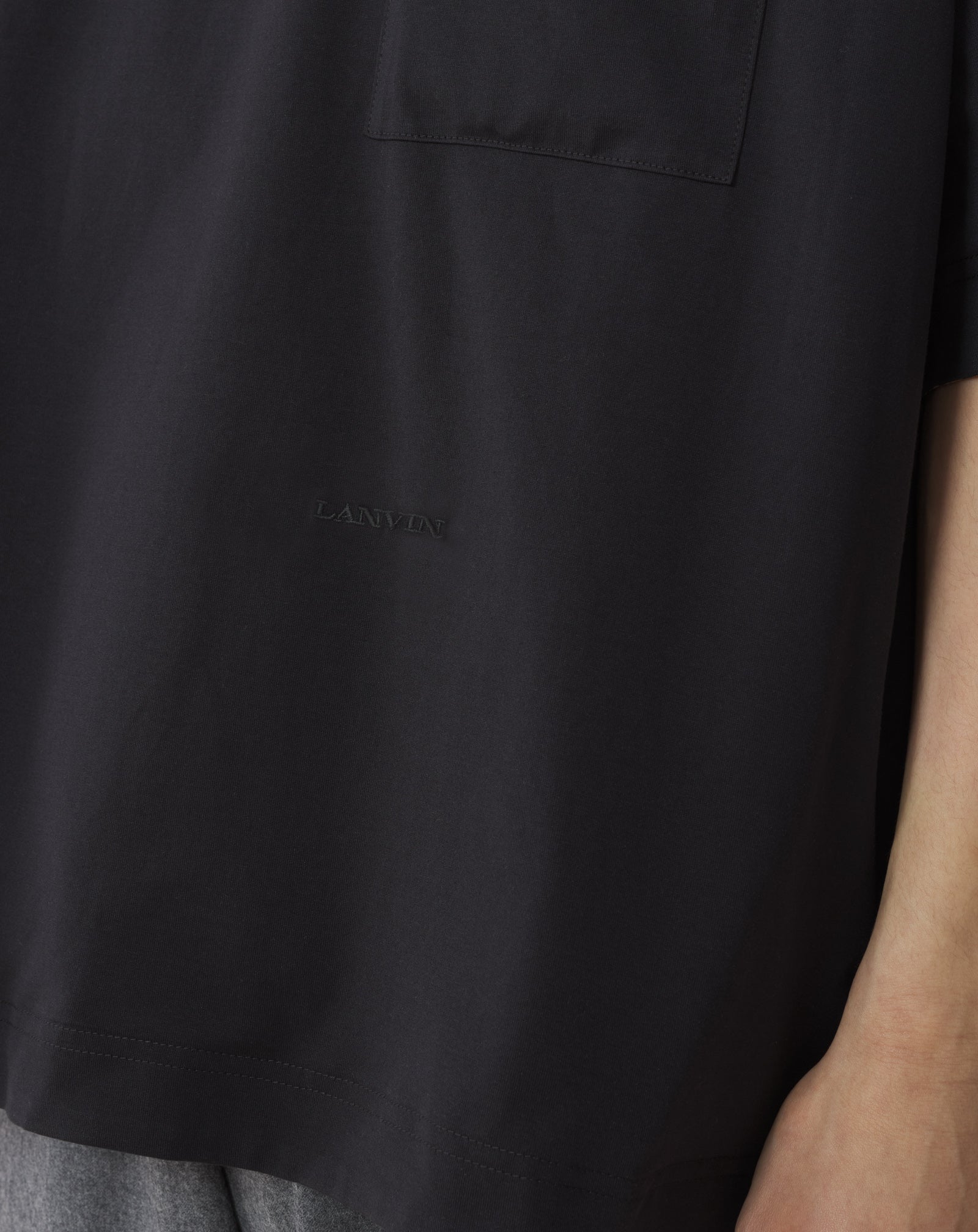 BLACK REVERSIBLE PRINTED T-SHIRT IN COTTON AND TAFFETA