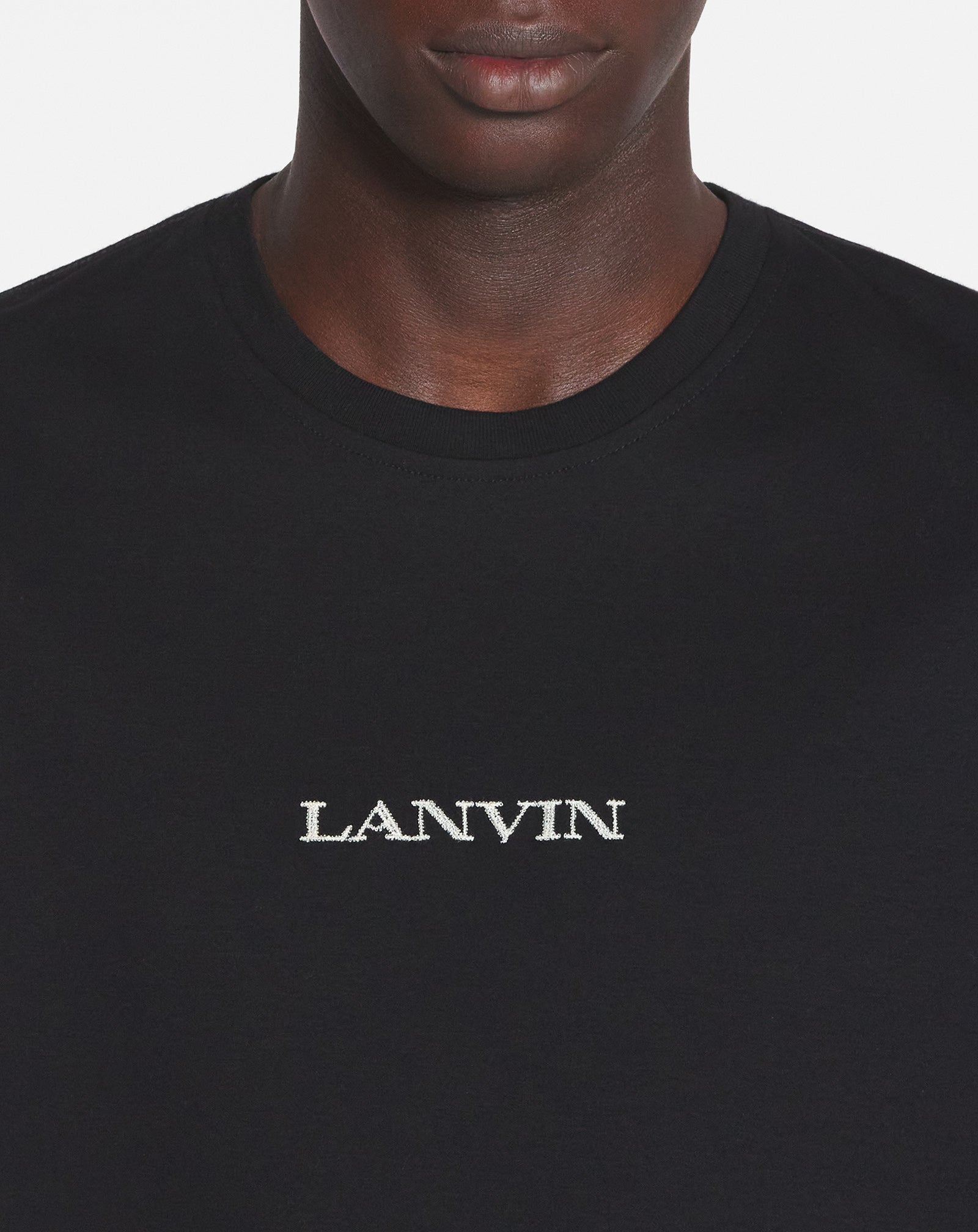 BLACK LANVIN EMBROIDERED T-SHIRT