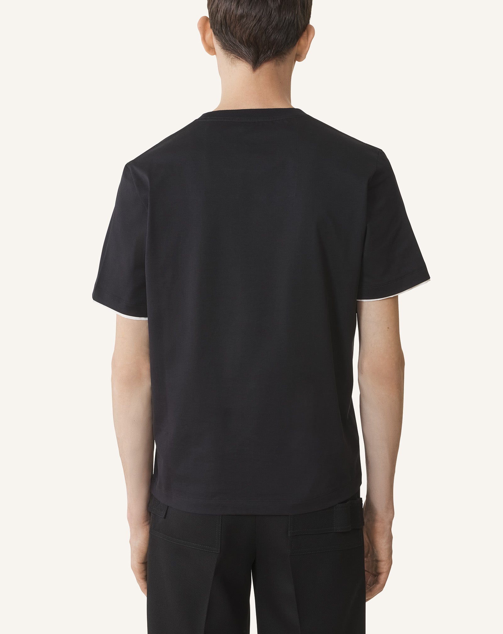 Black Cotton T-shirt With Silk Detail | Lanvin