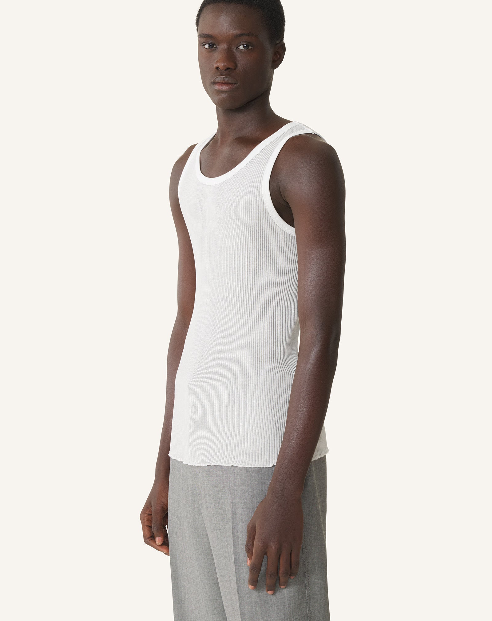 White Pleated Jersey Tank Top | Lanvin