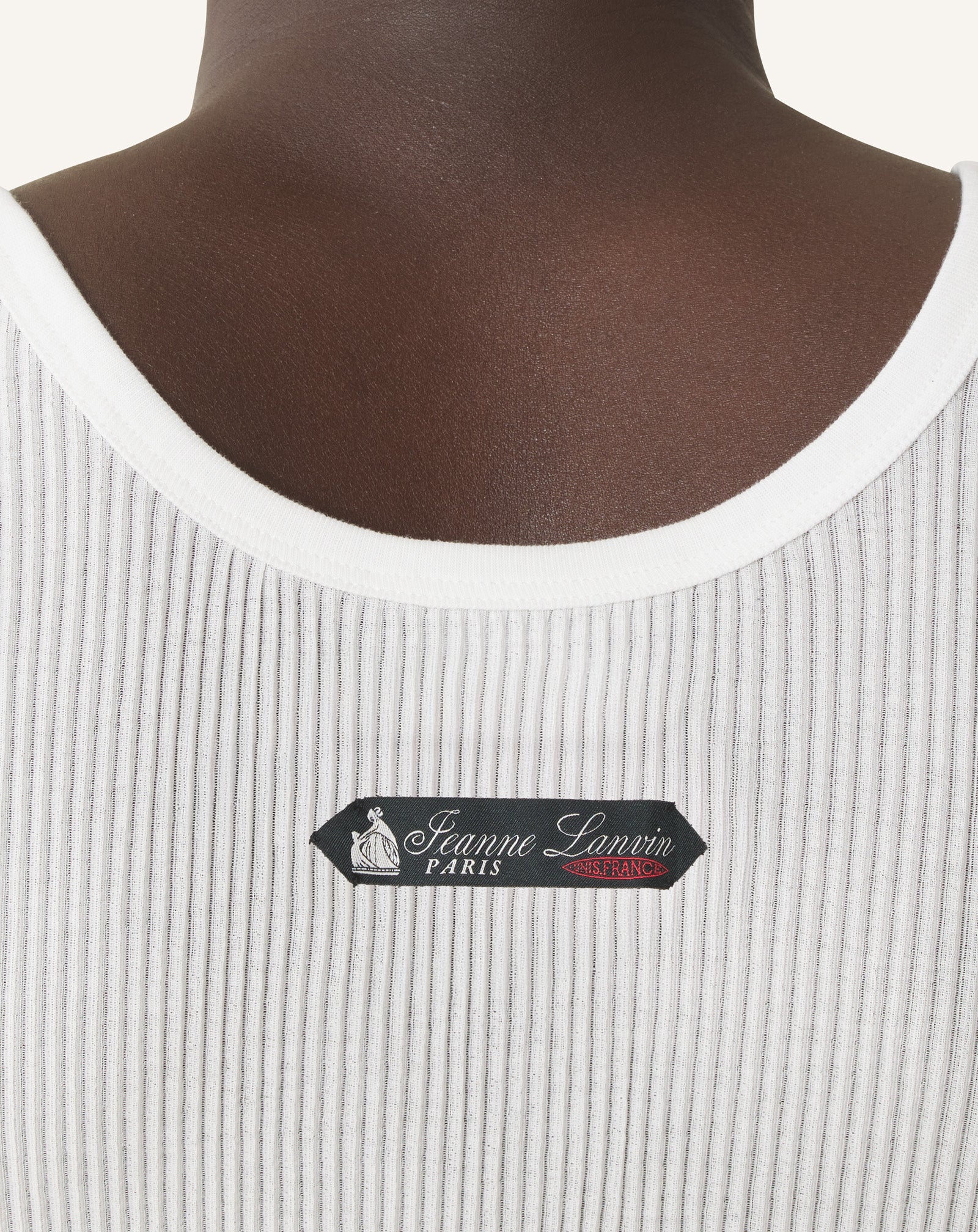 WHITE PLEATED JERSEY TANK TOP