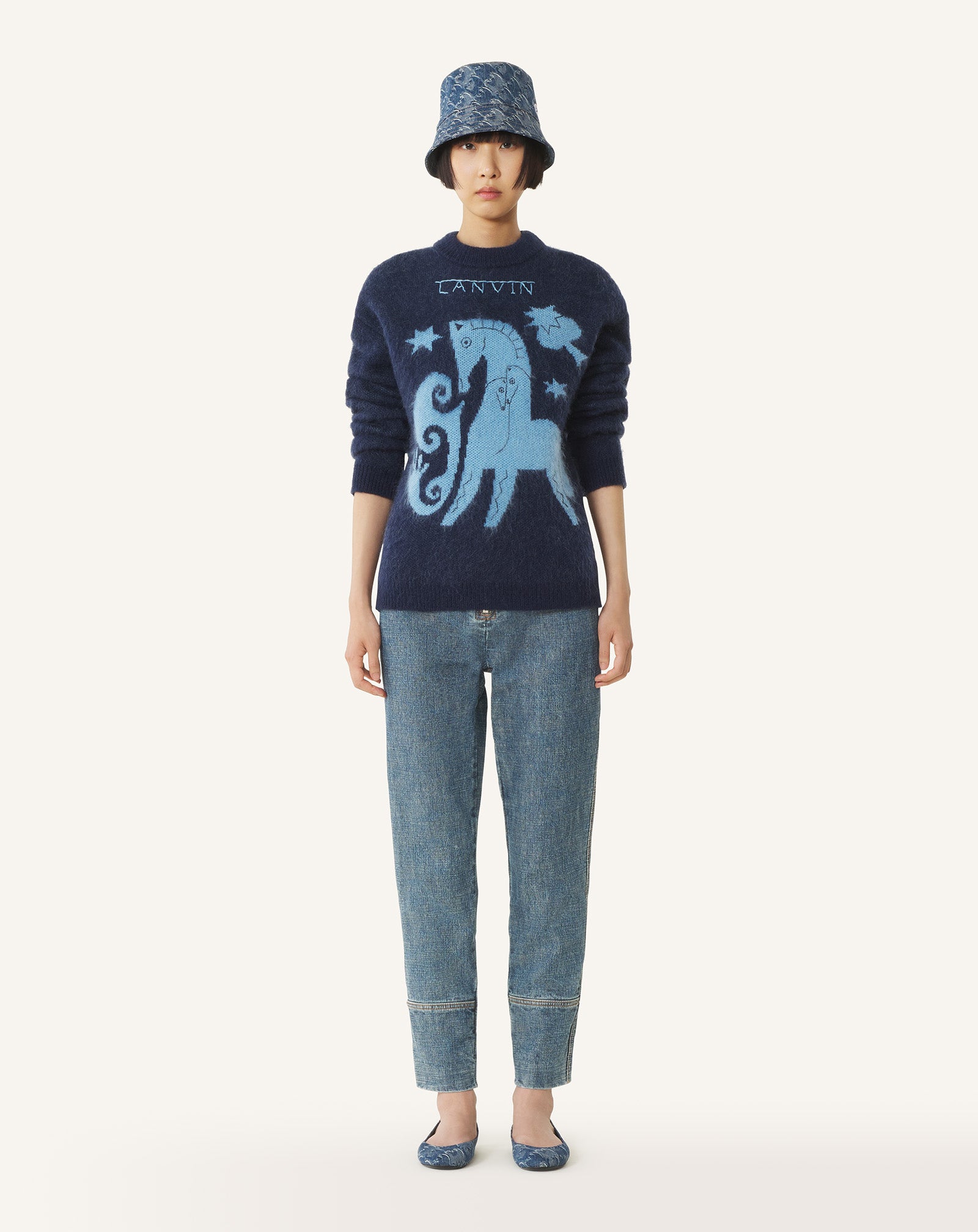 Blue Lunar Year Jacquard Mohair Sweater | Lanvin