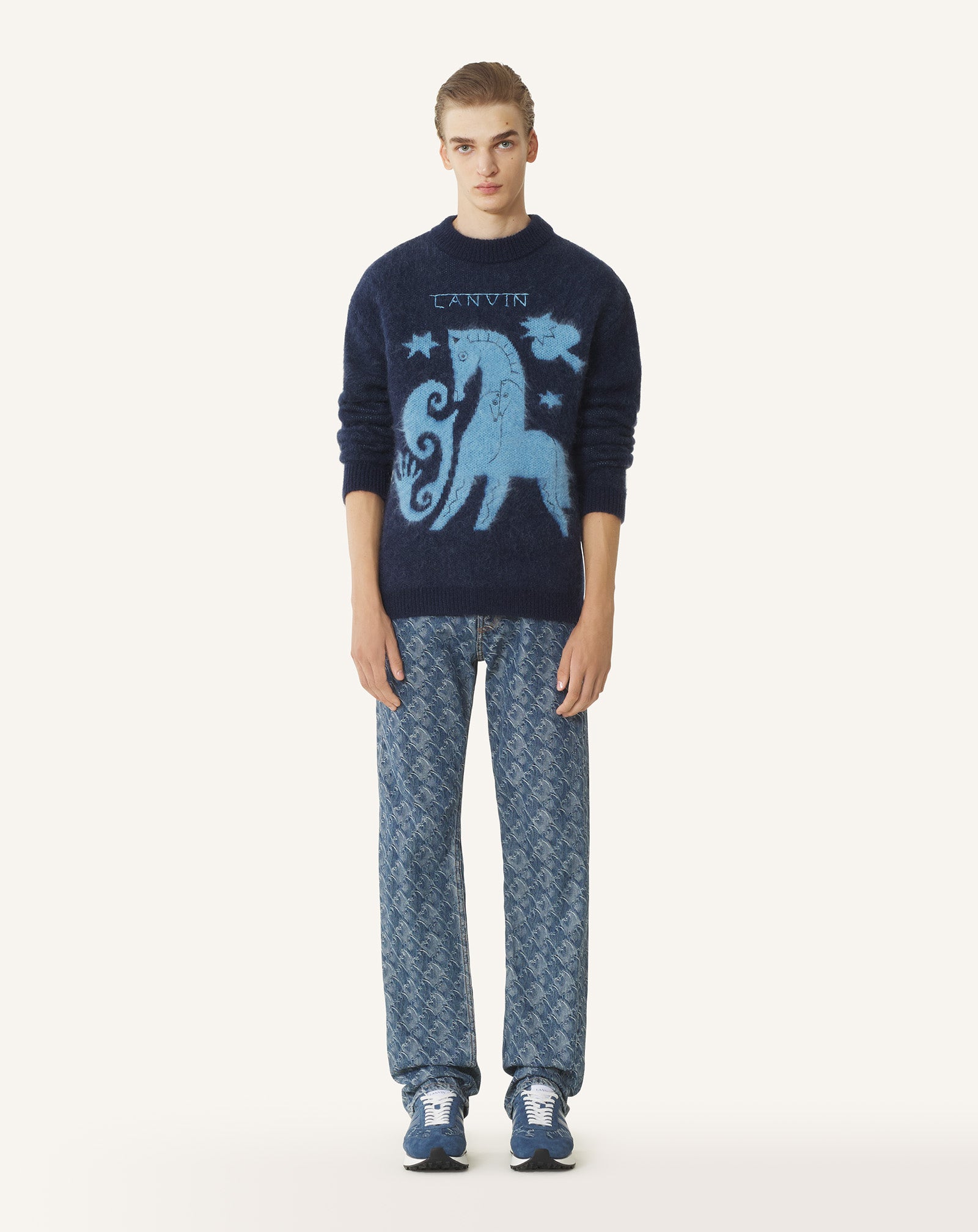 Blue Lunar Year Jacquard Mohair Sweater | Lanvin