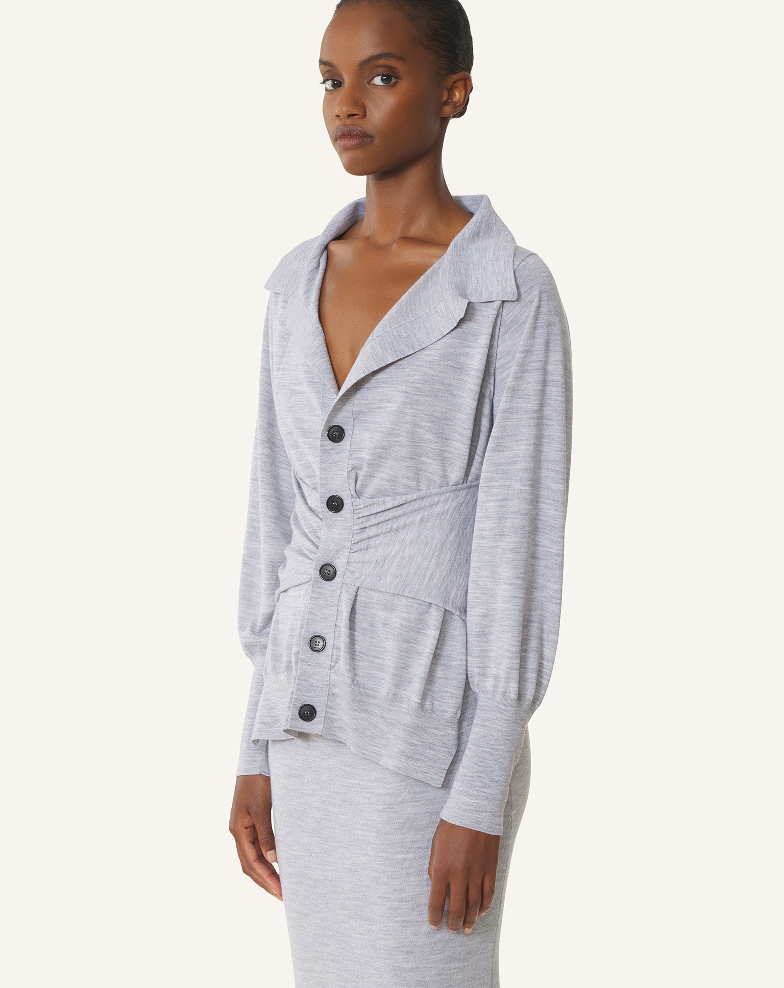 Black Draped Wool Cardigan | Lanvin
