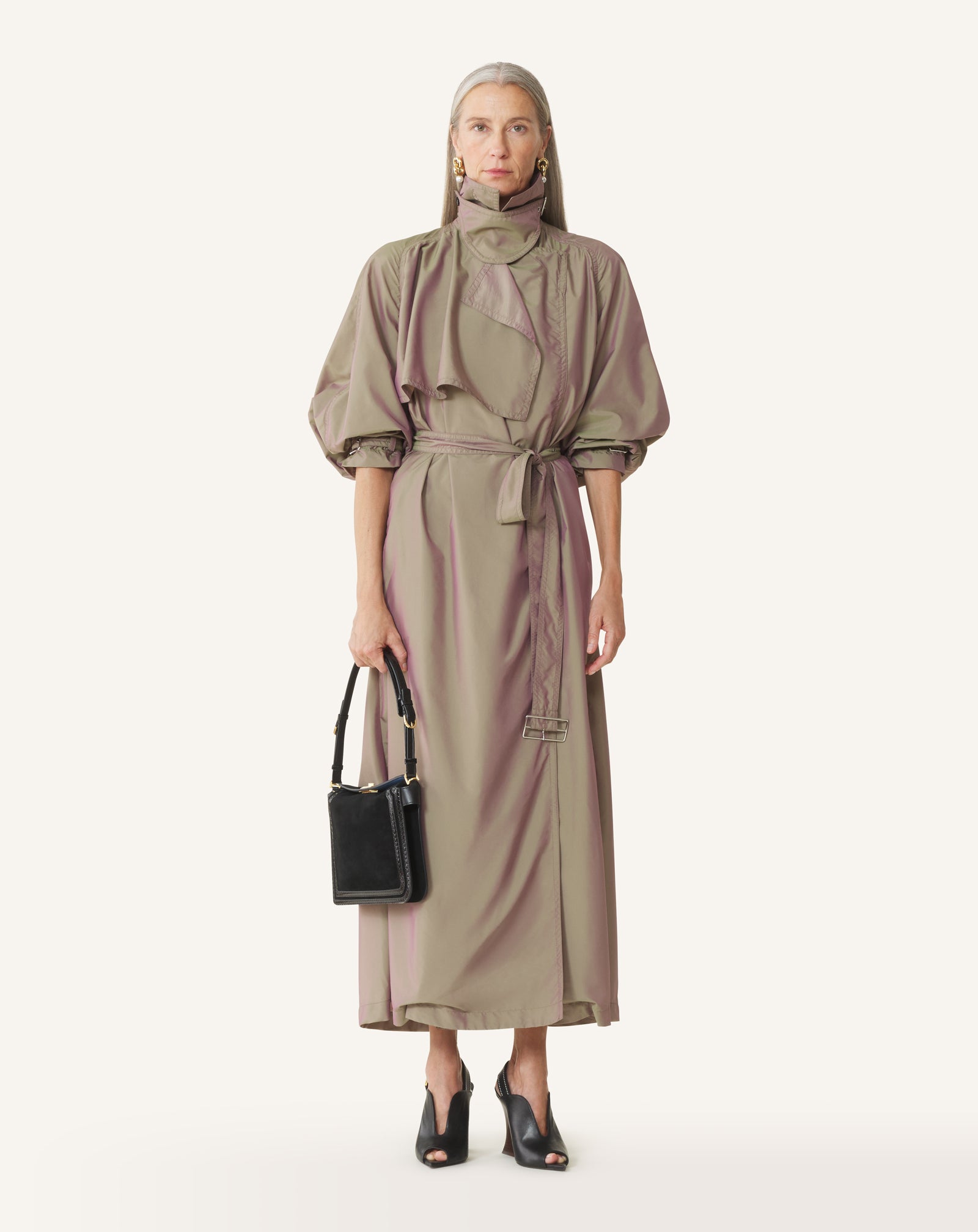 Trench Fluide En Taffetas Beige | Lanvin